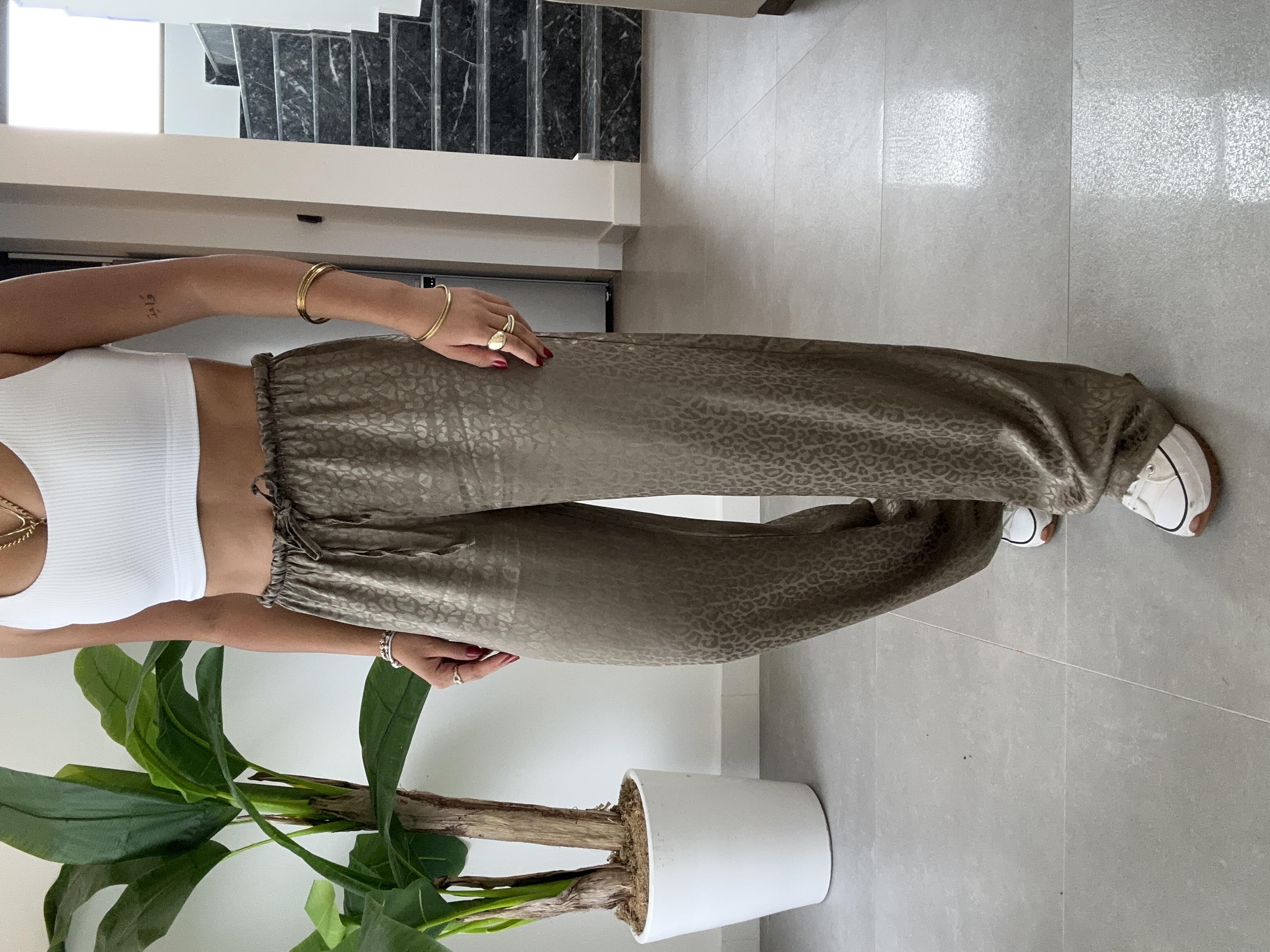 Haki Jakarlı Bol Paça Pantolon