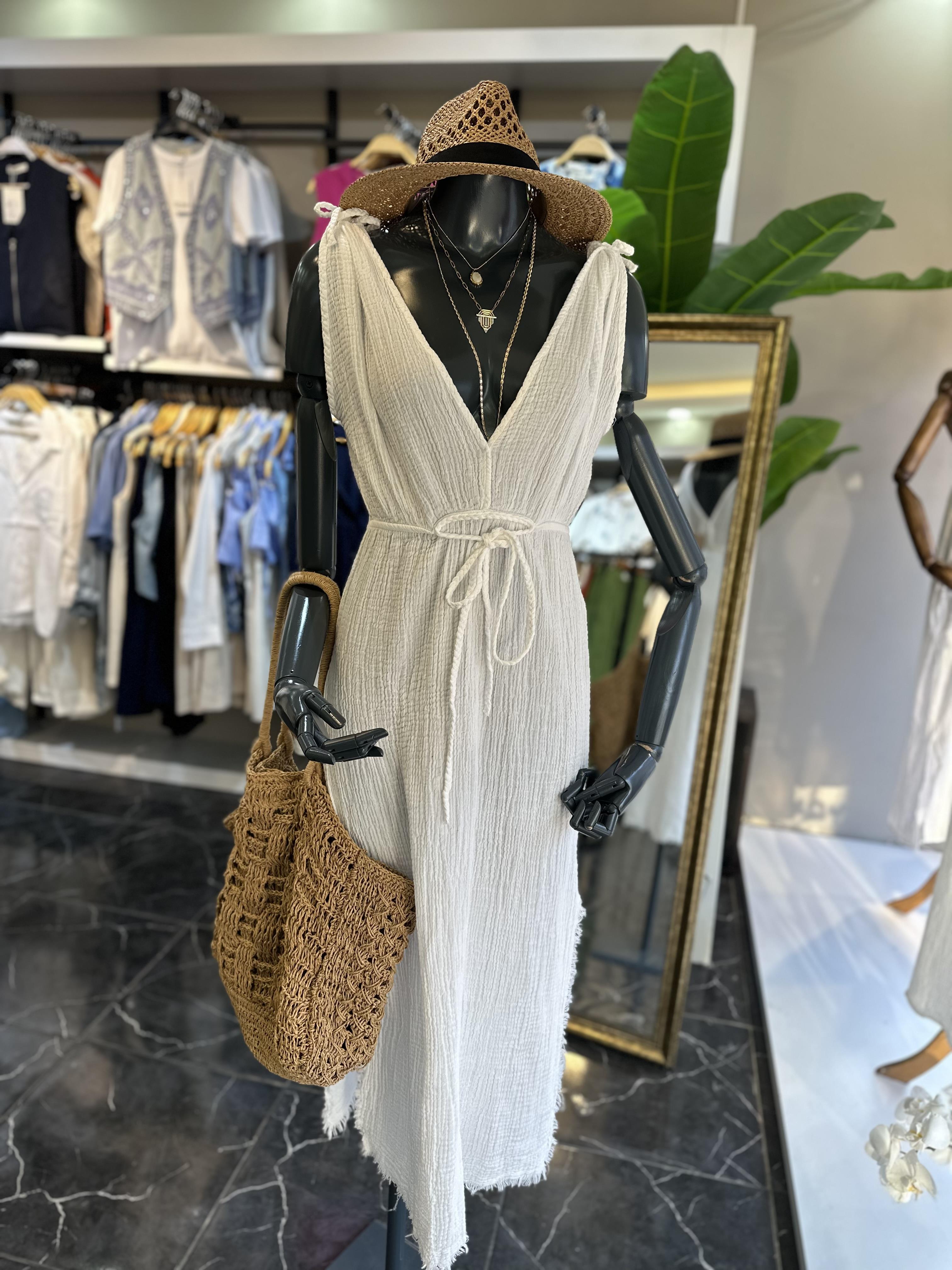 Helen Beyaz Müslin Elbise