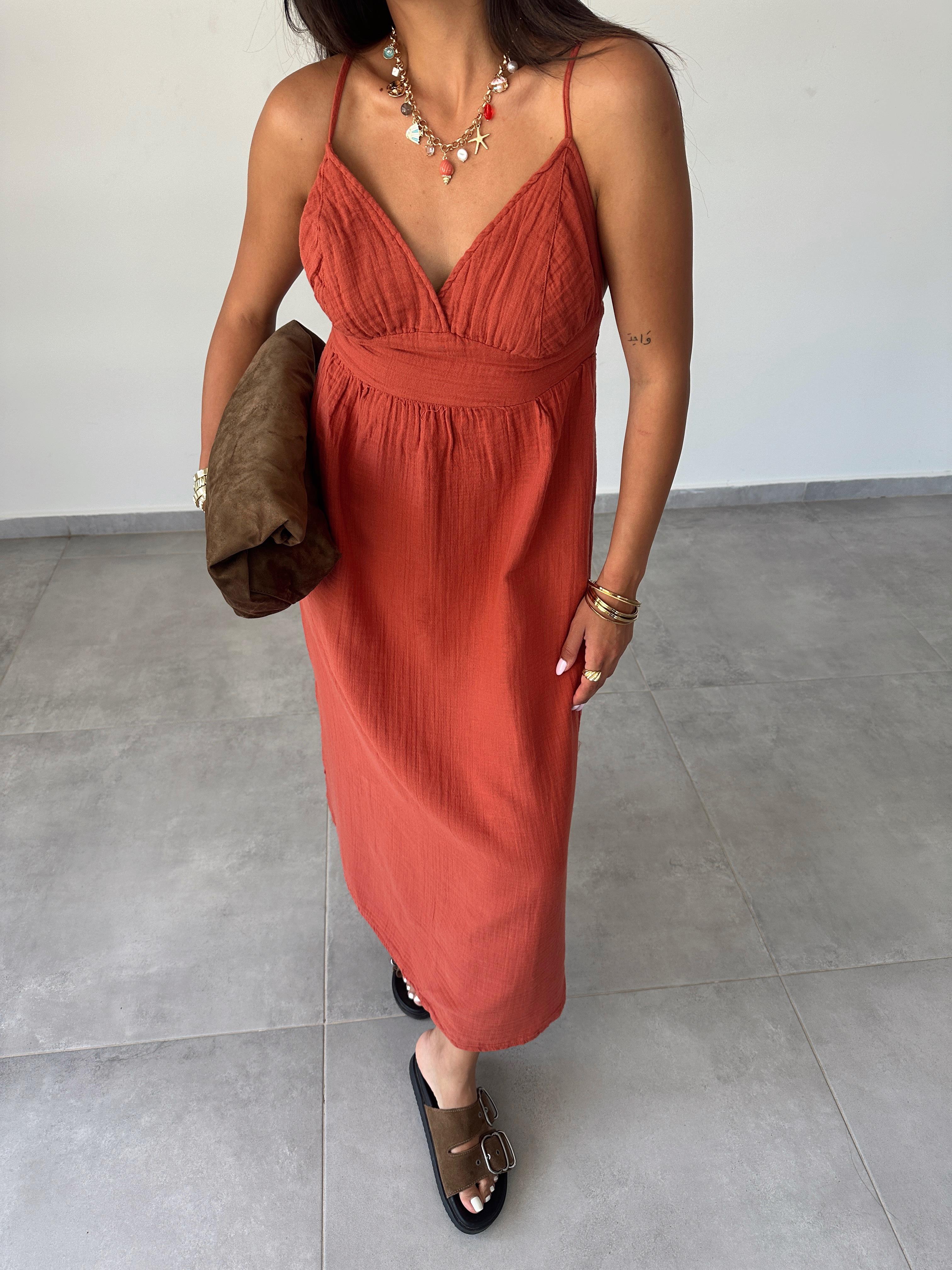 Helen Kiremit Müslin Askıları Ayarlanabilir Elbise