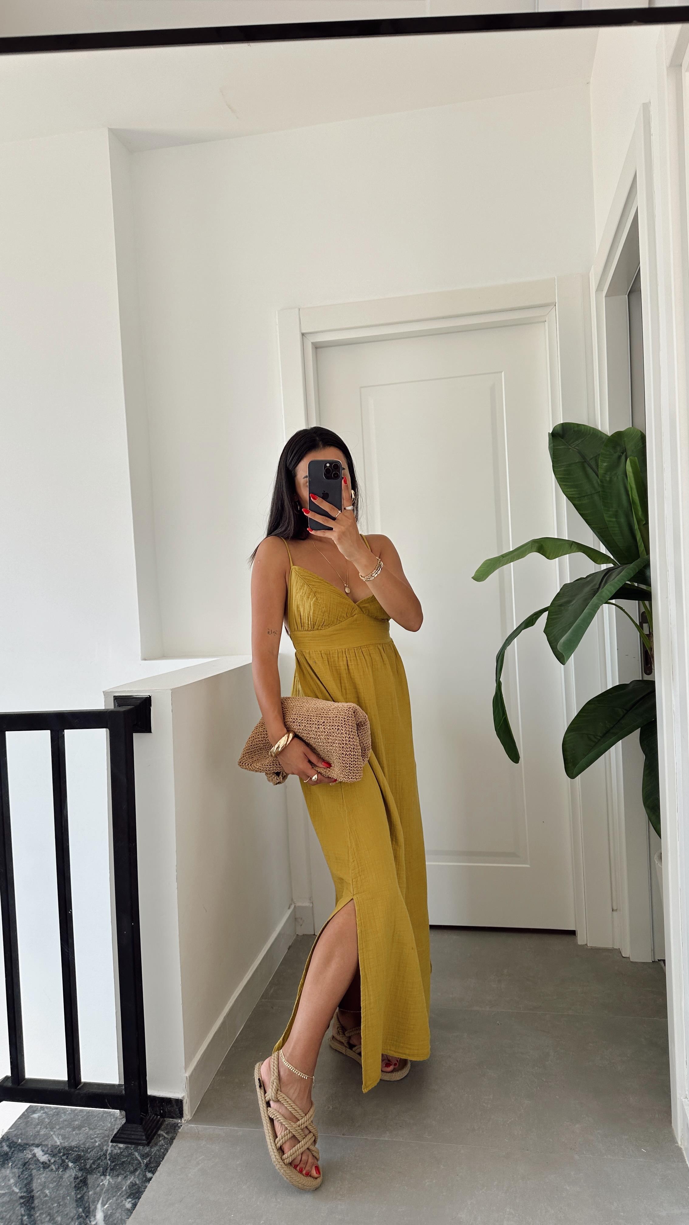 Helen Olive Müslin Askıları Ayarlanabilir Elbise