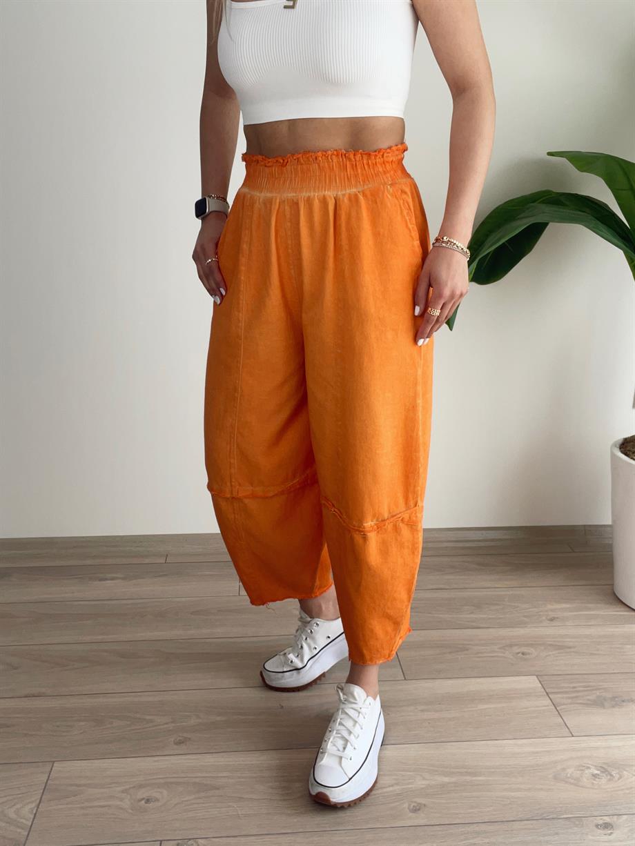 Hendy Turuncu Yıkamalı Şalvar Pantolon