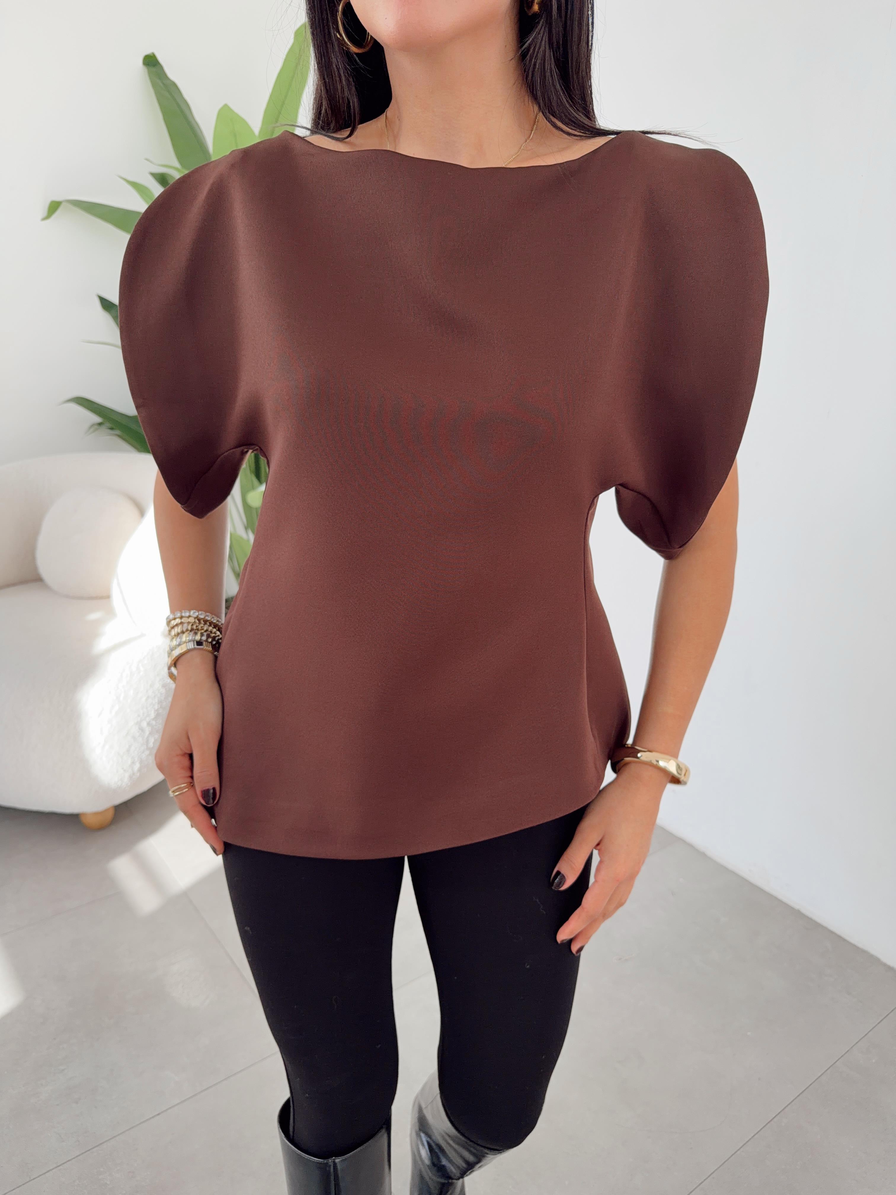 Kahve Balon Kol Bluz