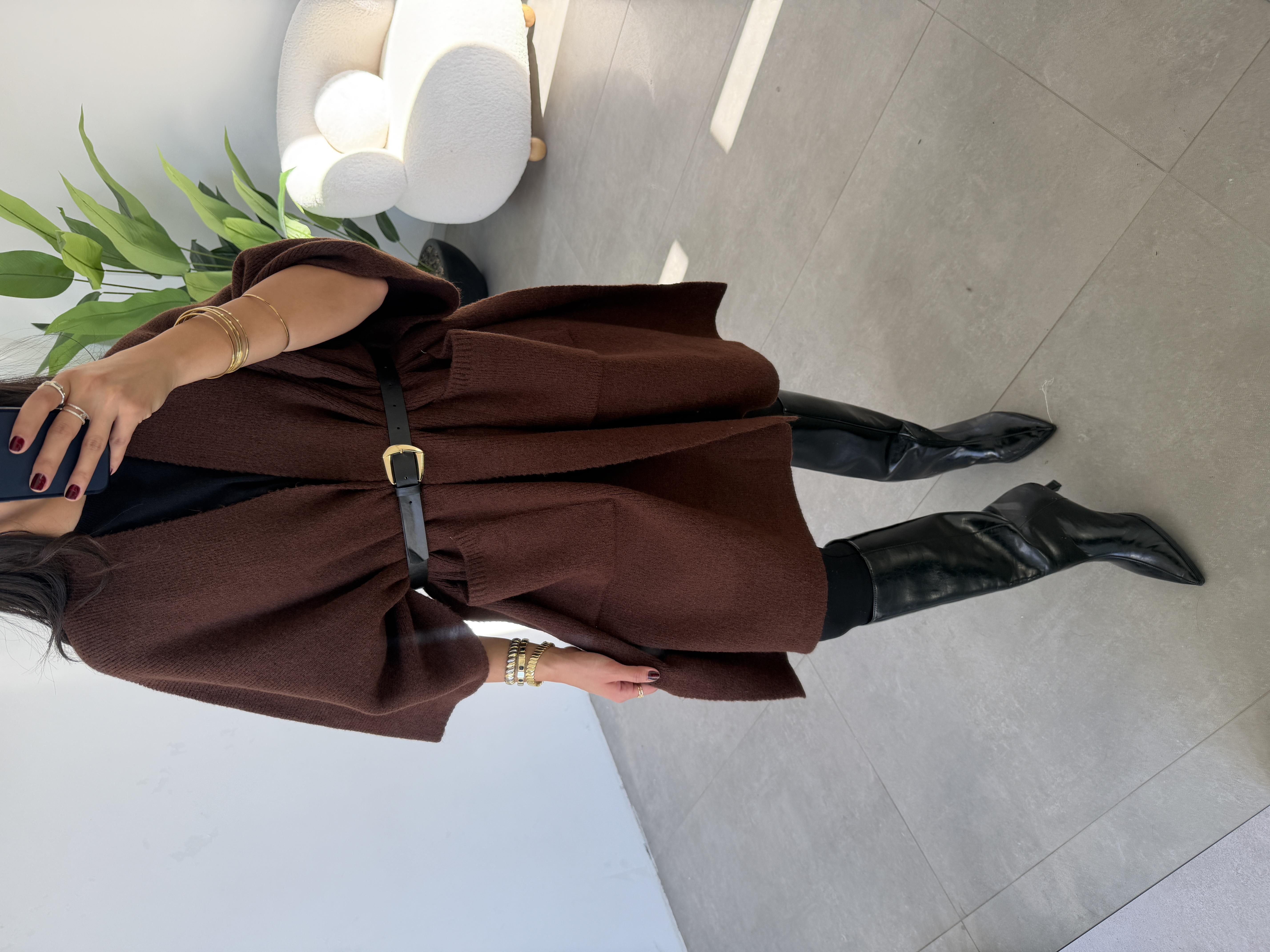 Kahve Cepli Triko Panço