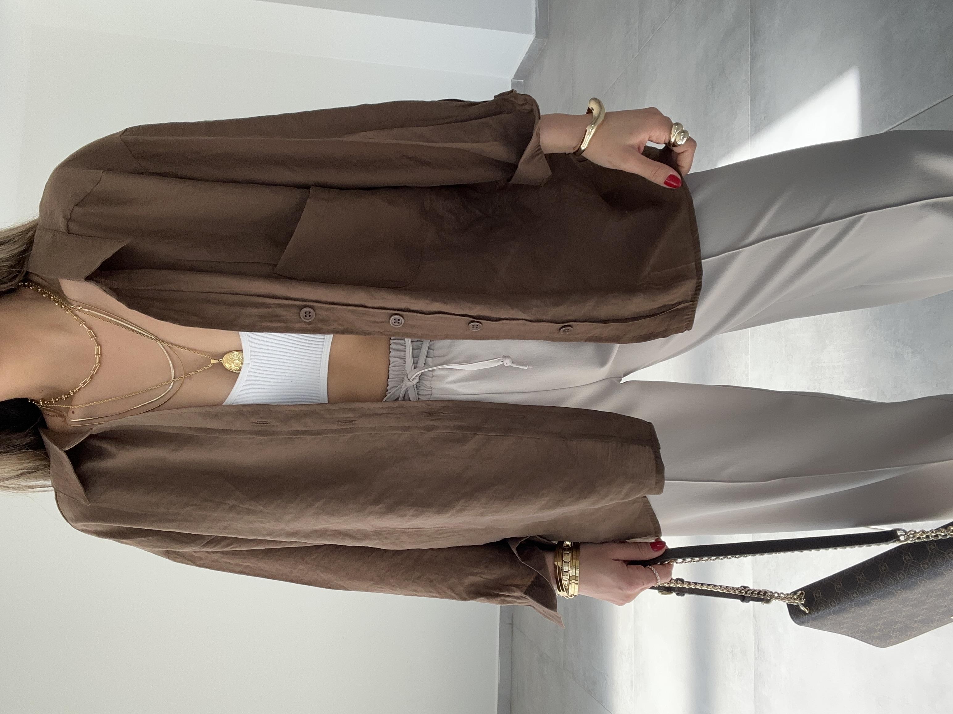 Kahve Düşük Omuz Gömlek