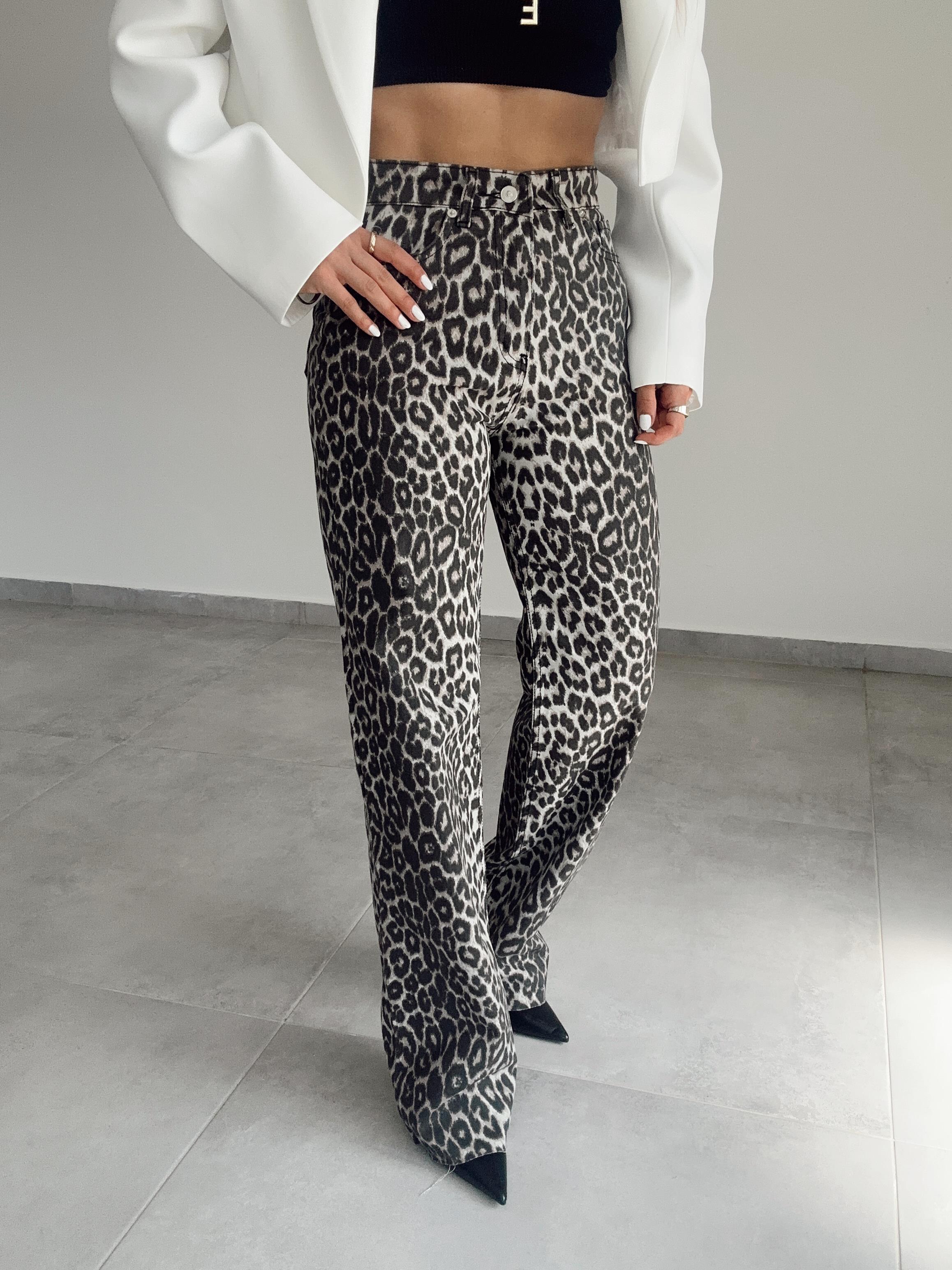 Kahve Leopar Desen Palazzo Jean