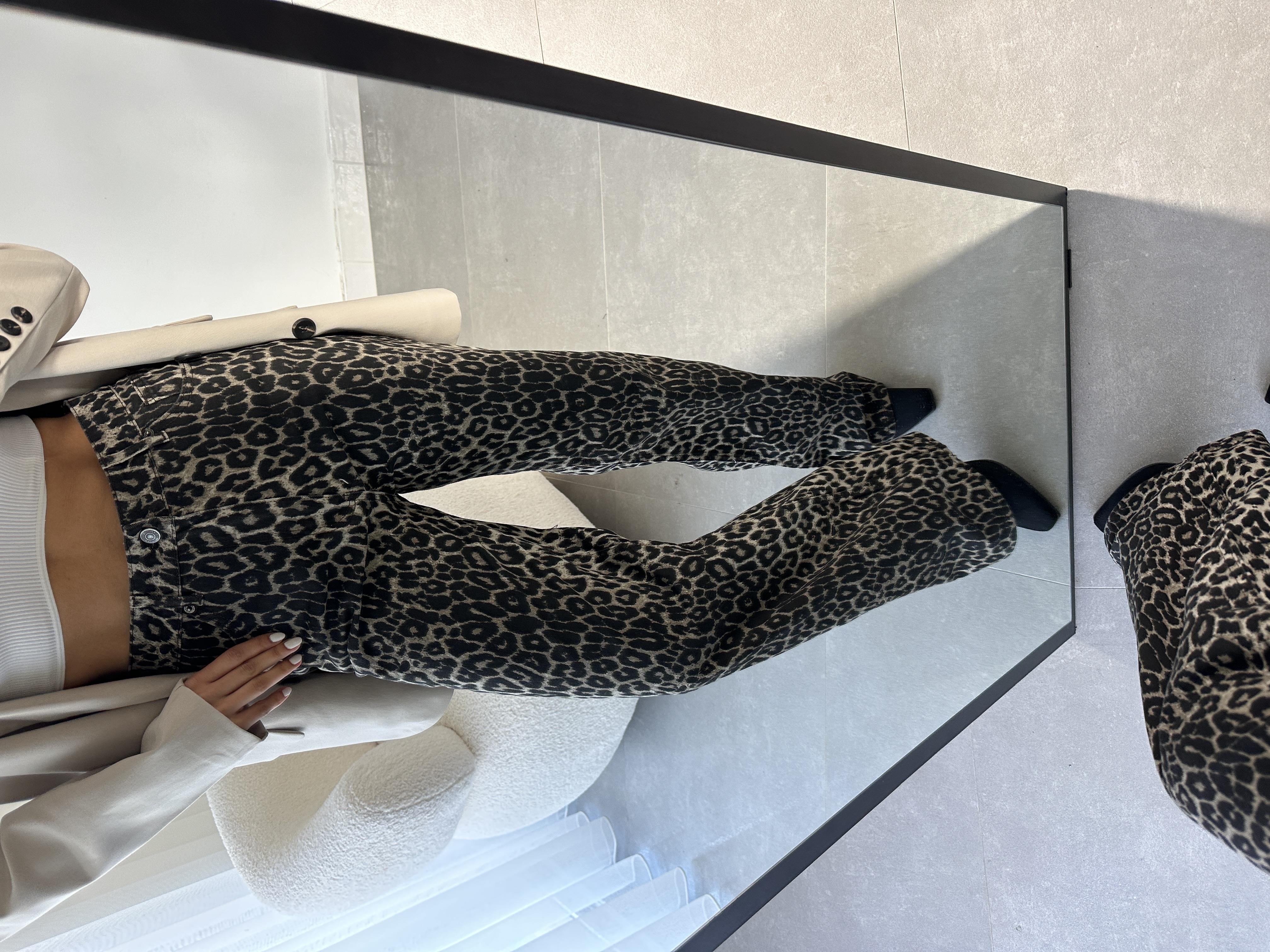 Kahve Leopar Desenli Pantolon