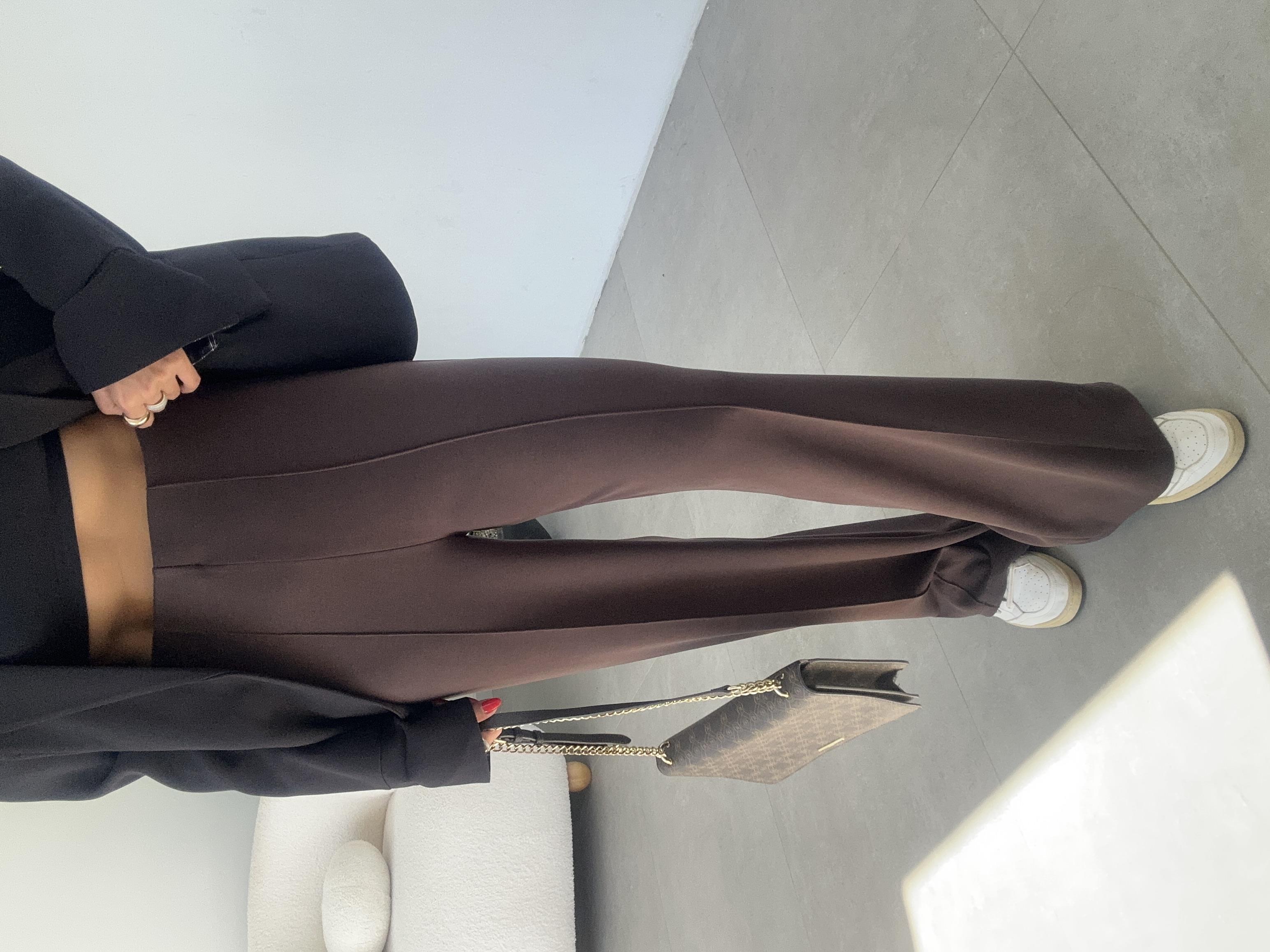 Kahve Modal Önü Çimalı Palazzo Pantolon