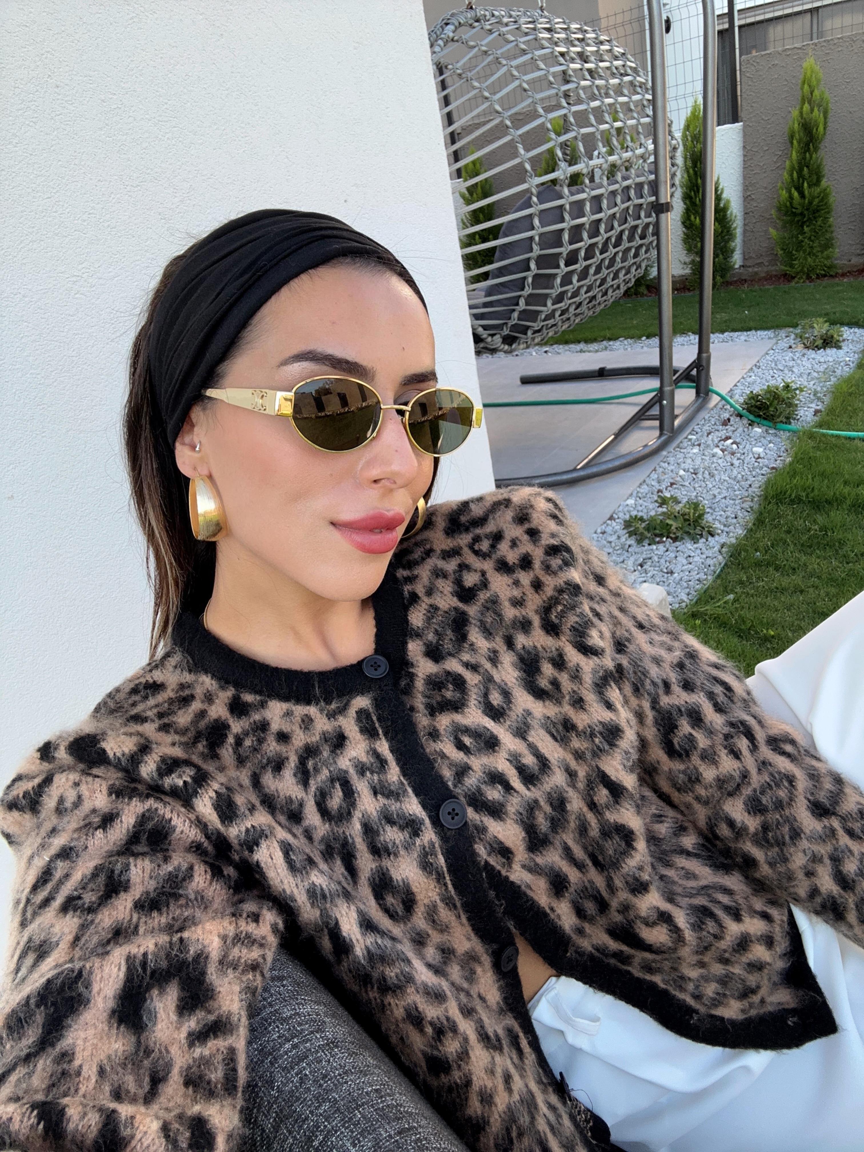 Kahve Tüylü Leopar Hırka