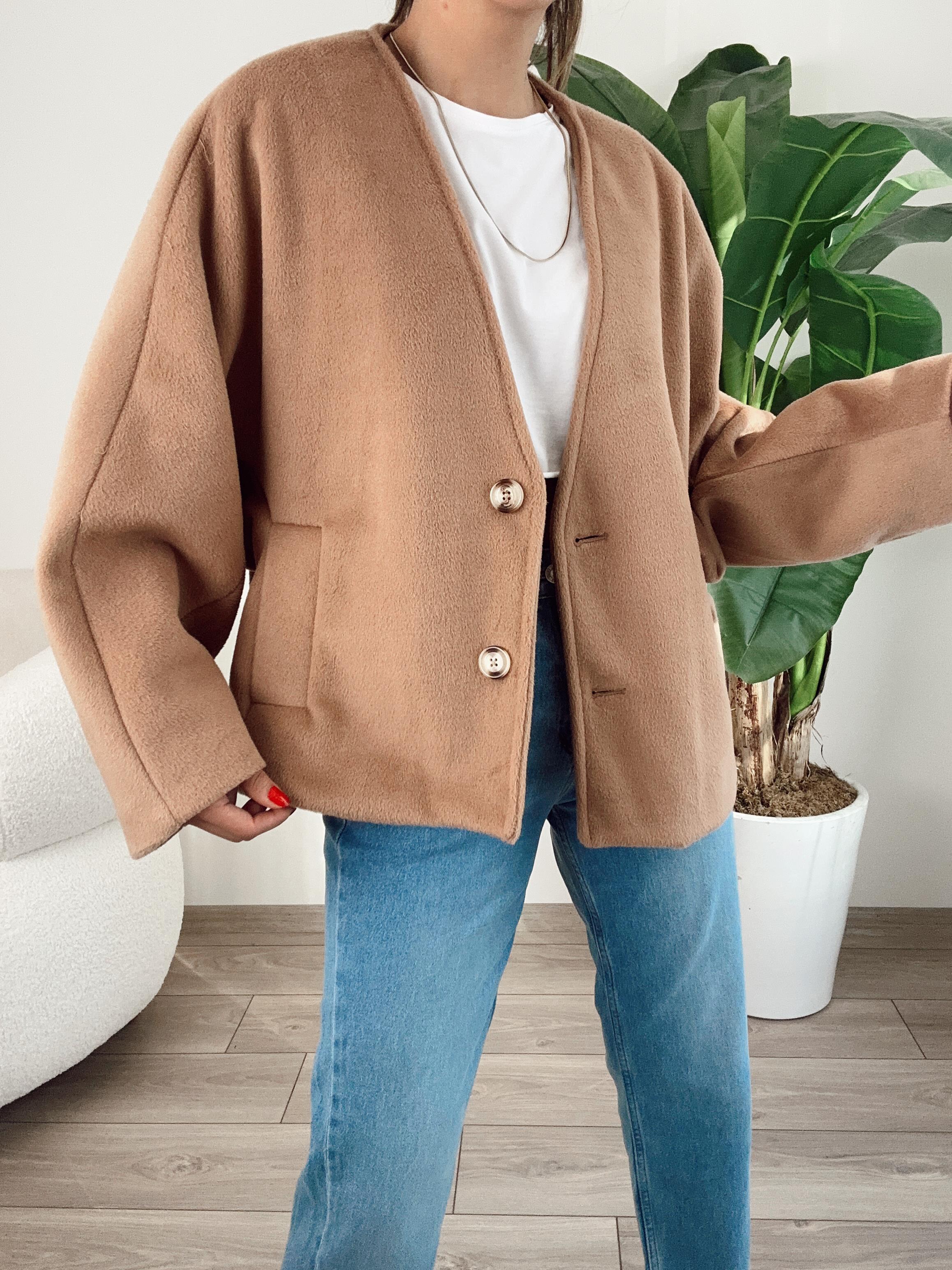 Kahve V Yaka Kısa Kaban