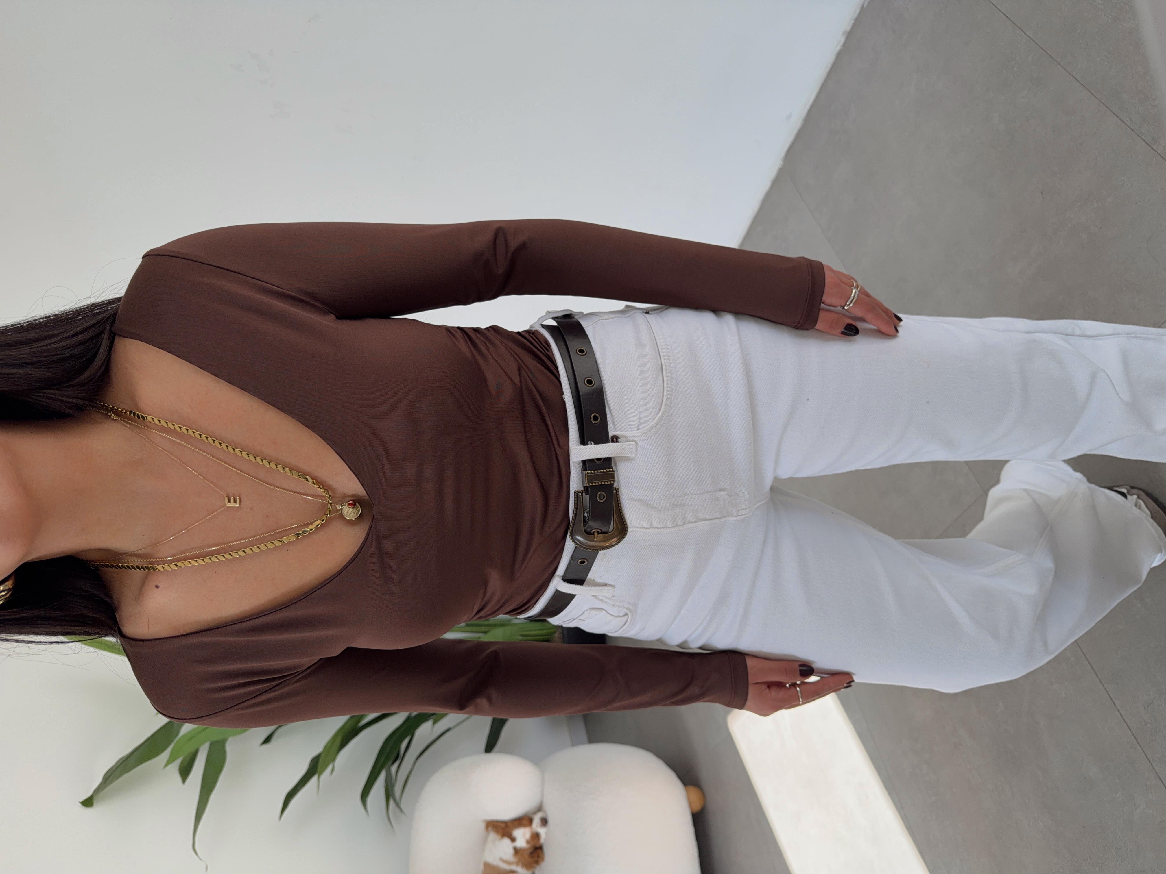 Kahve Zıbınlı Uzun Kol Body