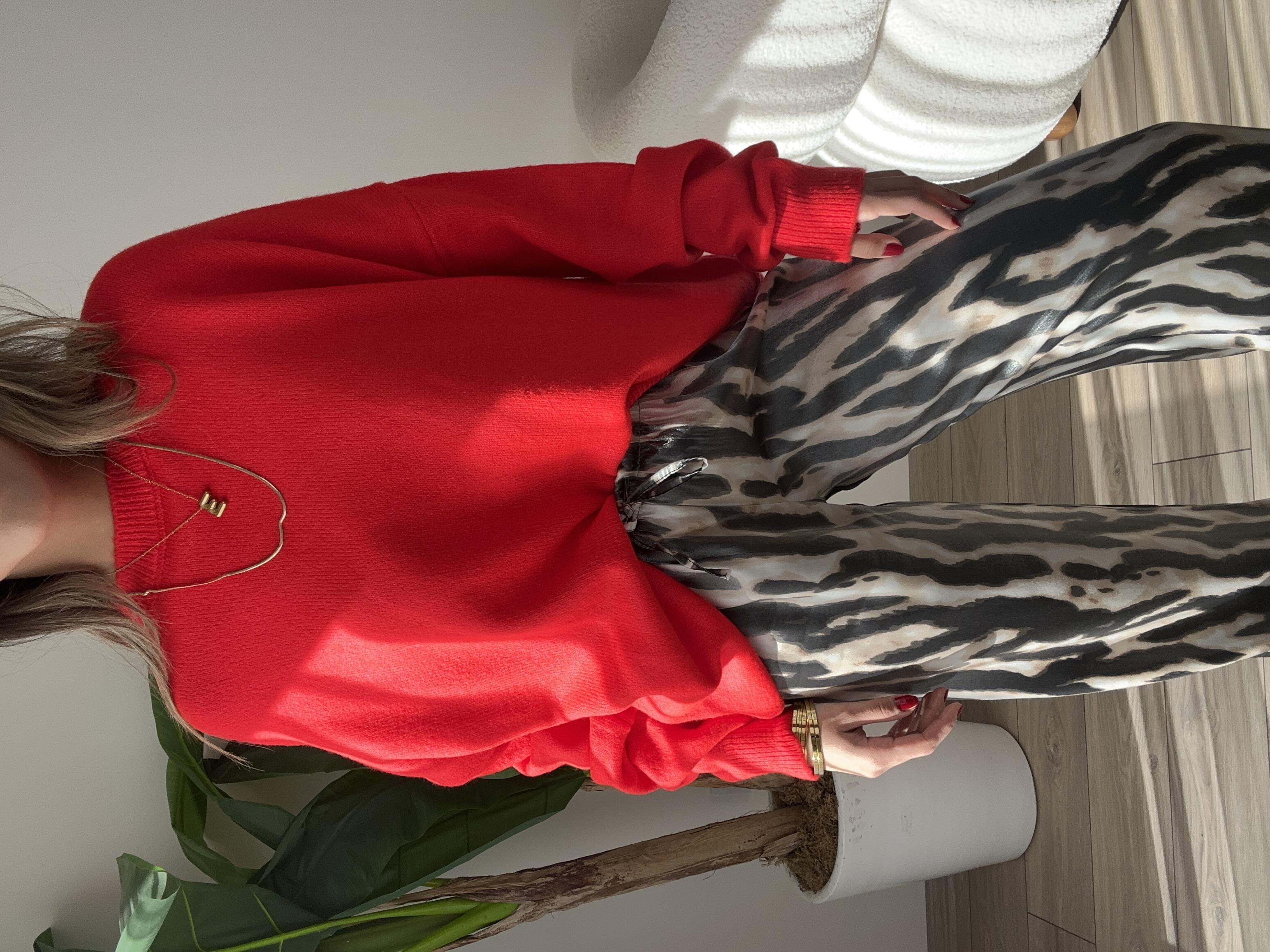 Kırmızı Bisiklet Yaka Triko Kazak