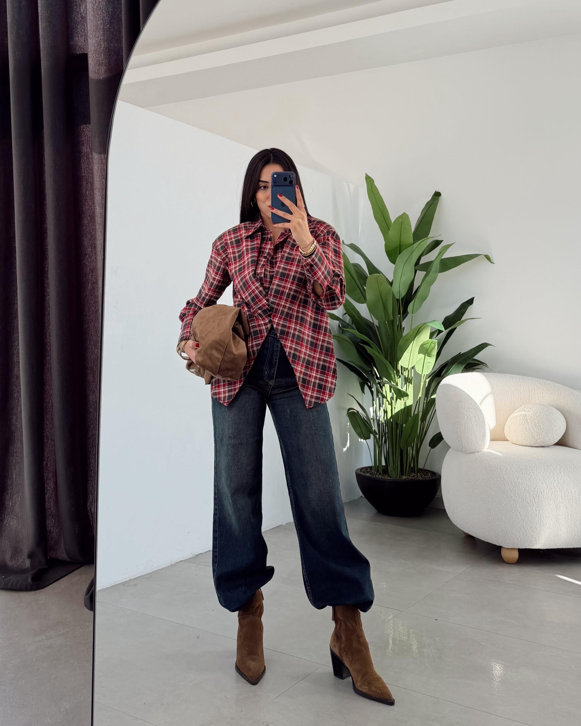 Kırmızı Ekose Desenli Vatkalı Vogar Gömlek