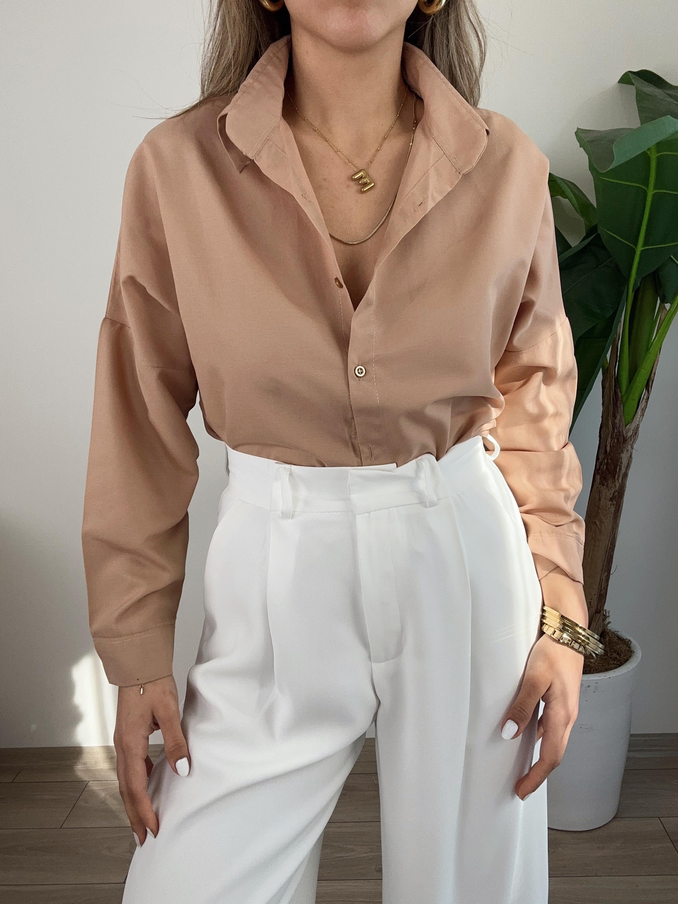 Koyu Bej Oversize Gömlek