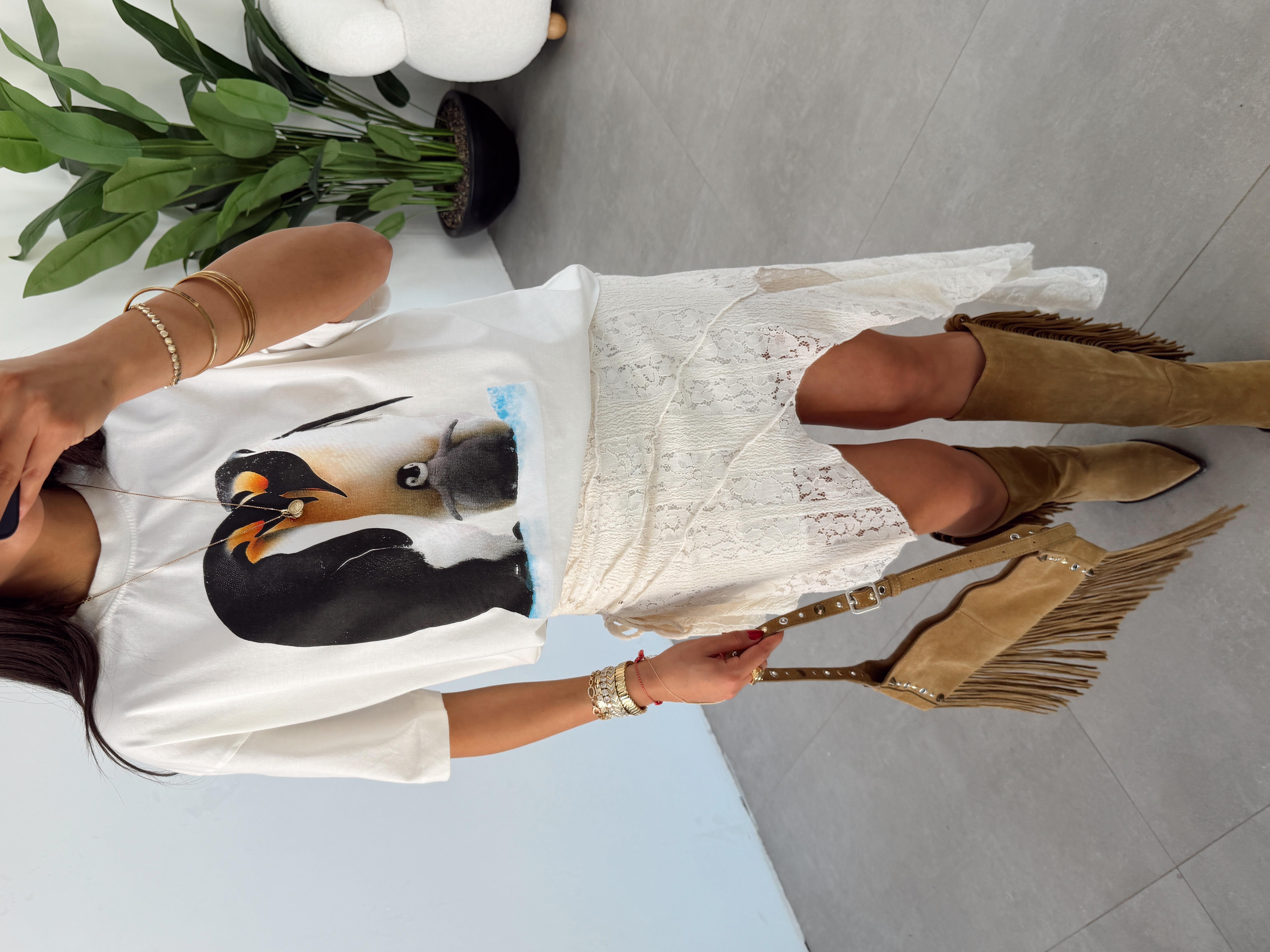 Krem Baskılı Tişört