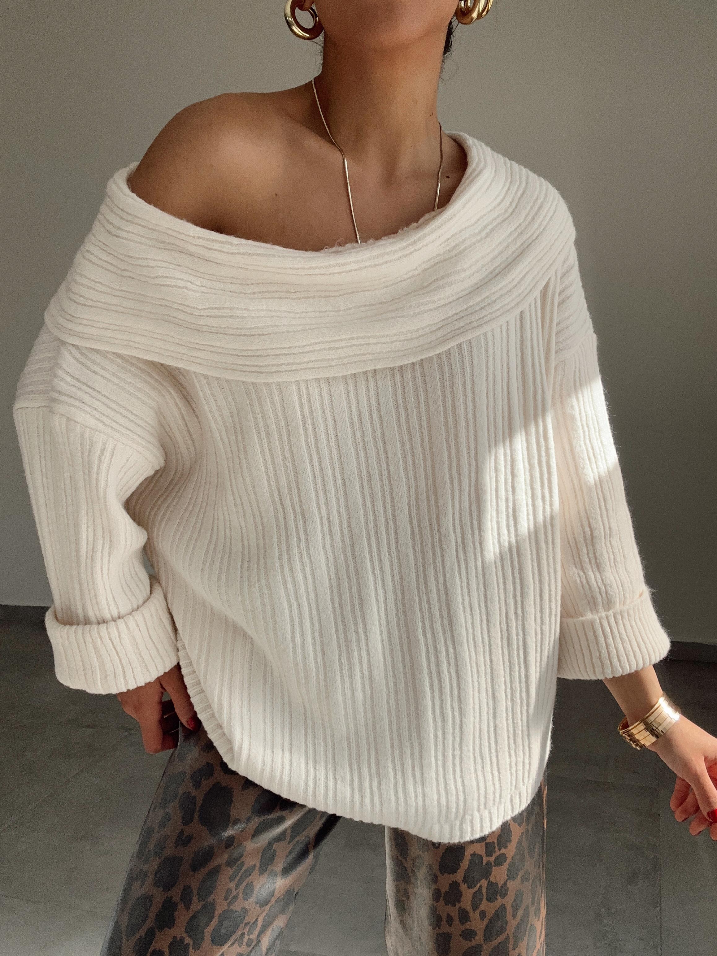 Krem Degaje Yaka Fitilli Kazak