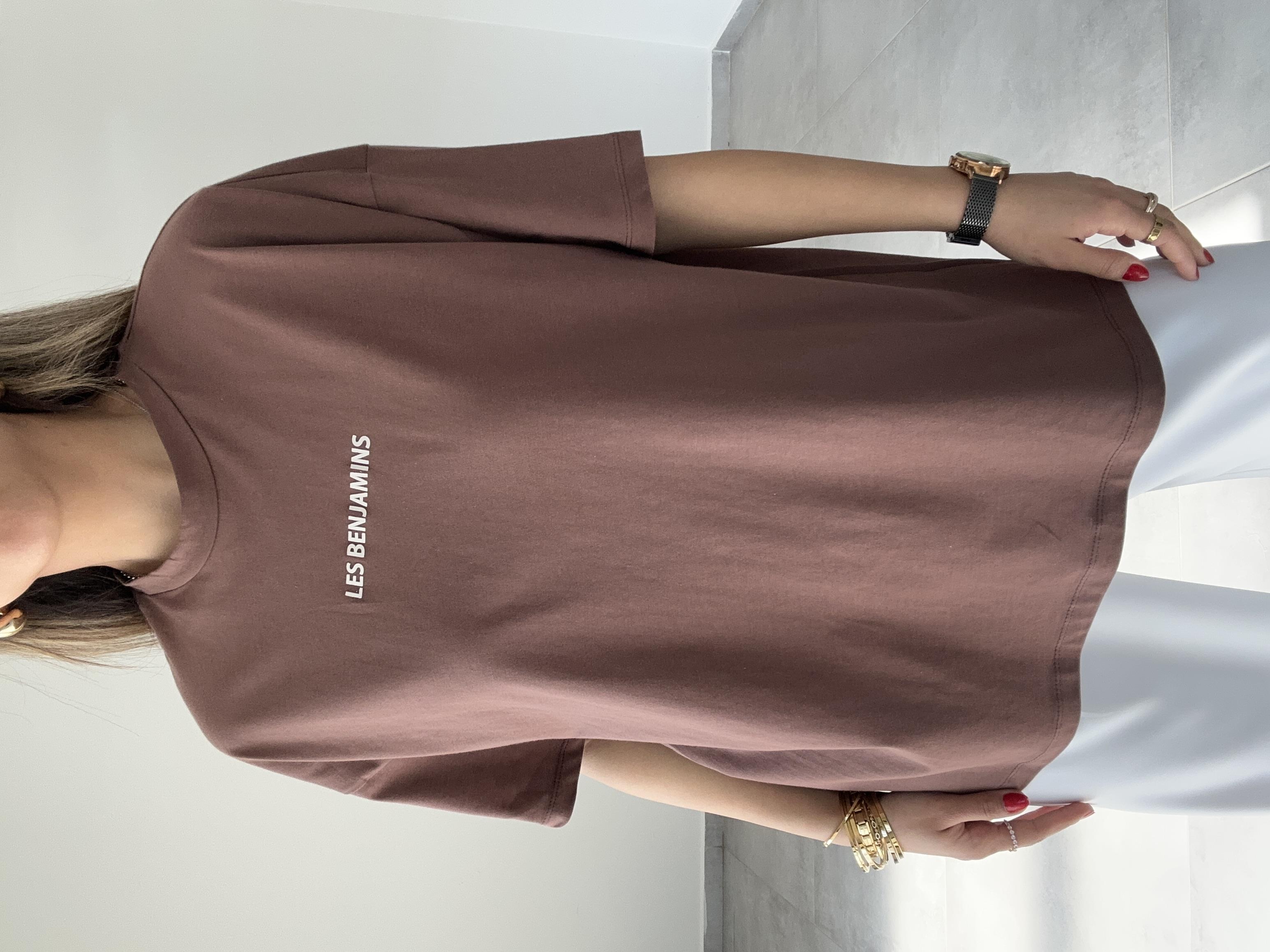 L-B Kahve Bisiklet Yaka Tişört