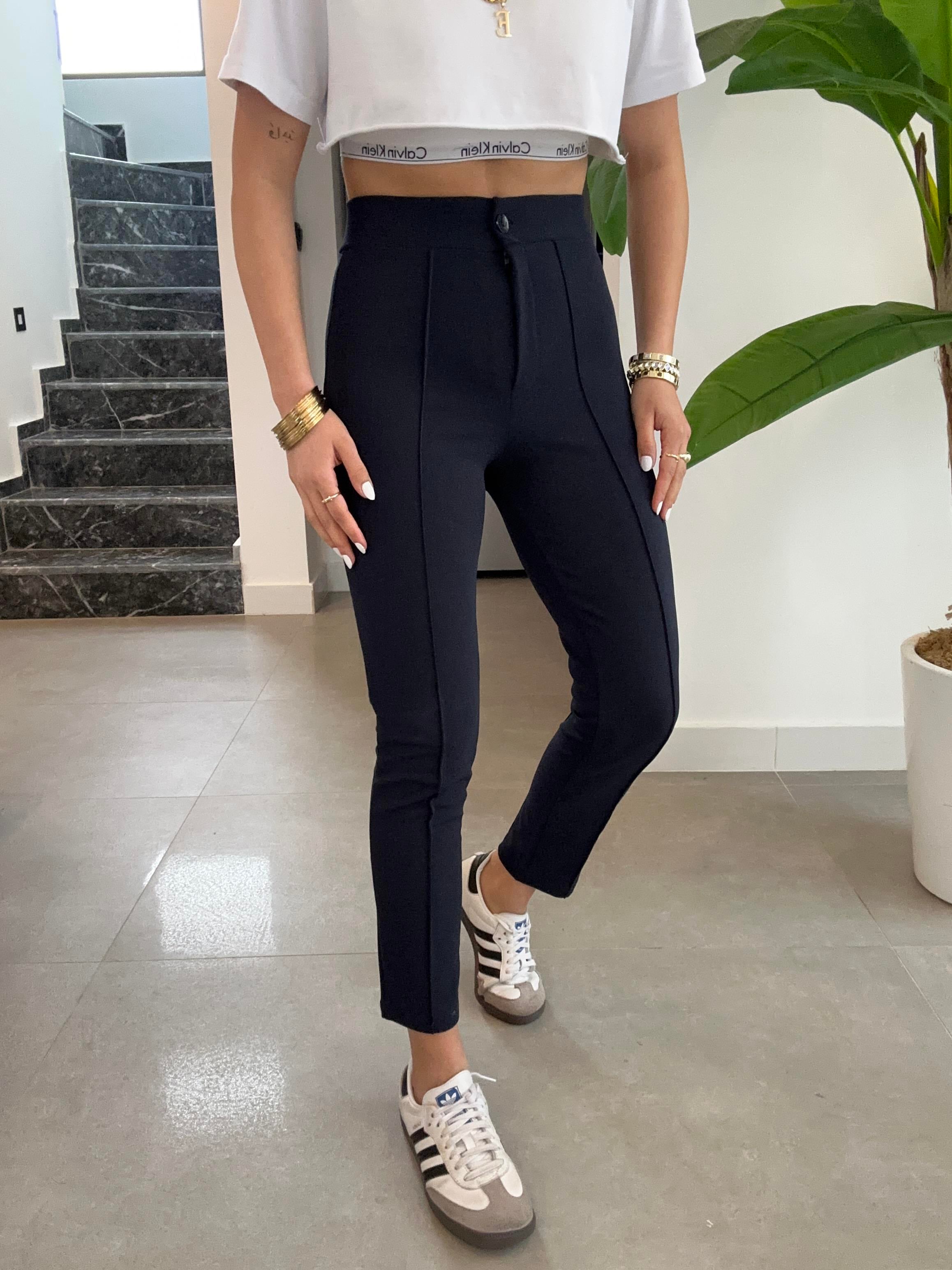 Lacivert Çimalı Dar Paça Pantolon