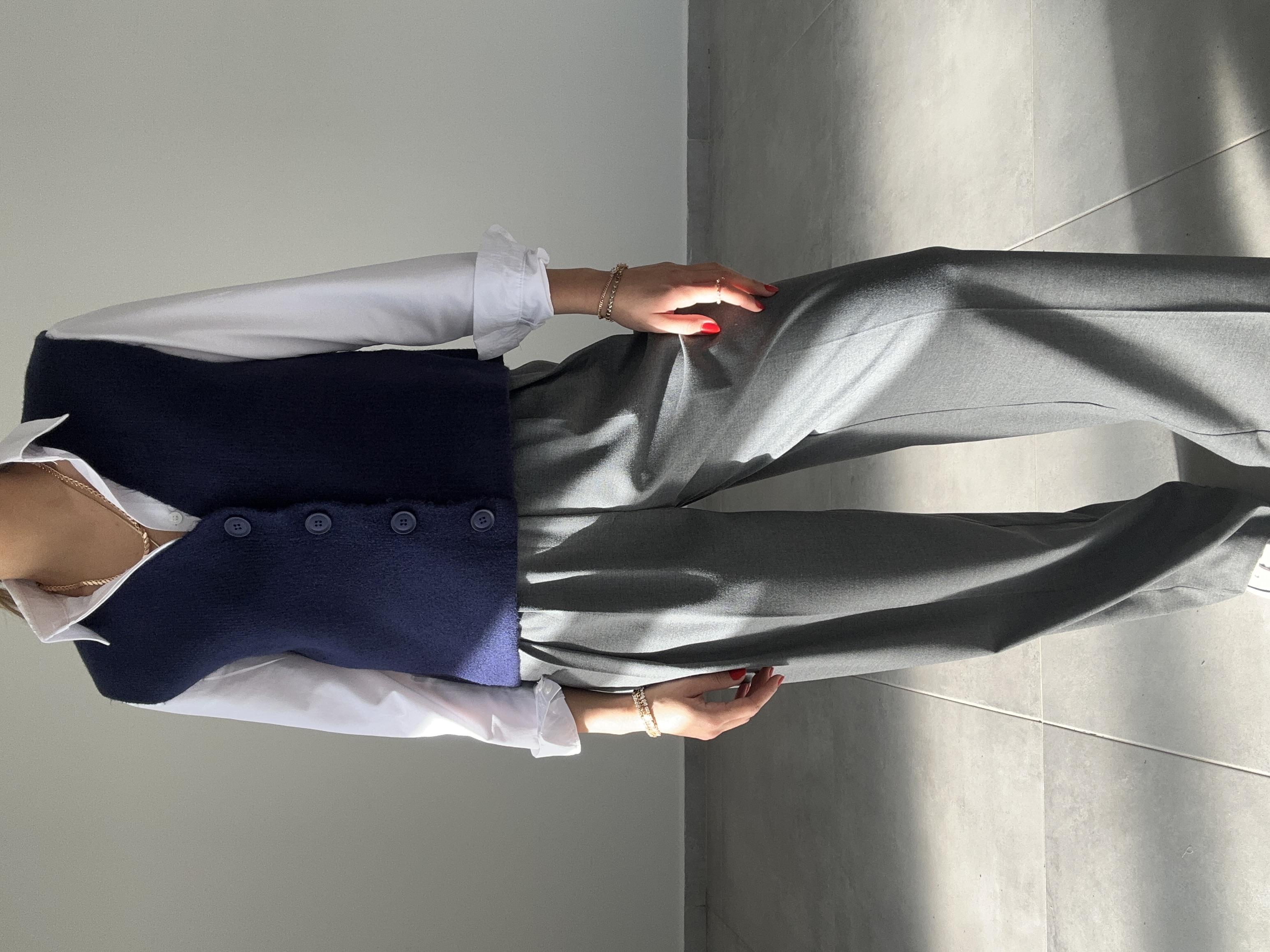 Lacivert Düğmeli Triko Yelek