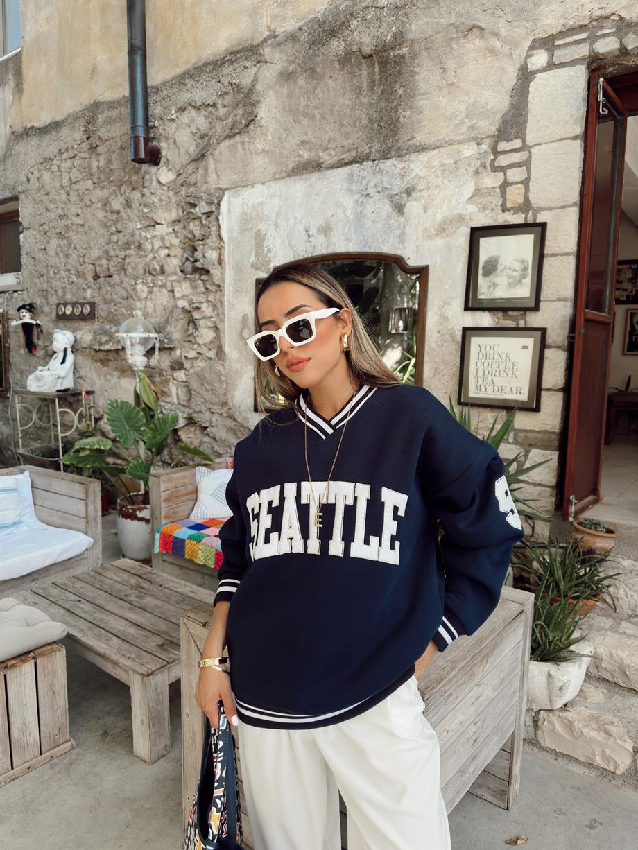 Lacivert İçi Şardonlu Sweatshirt