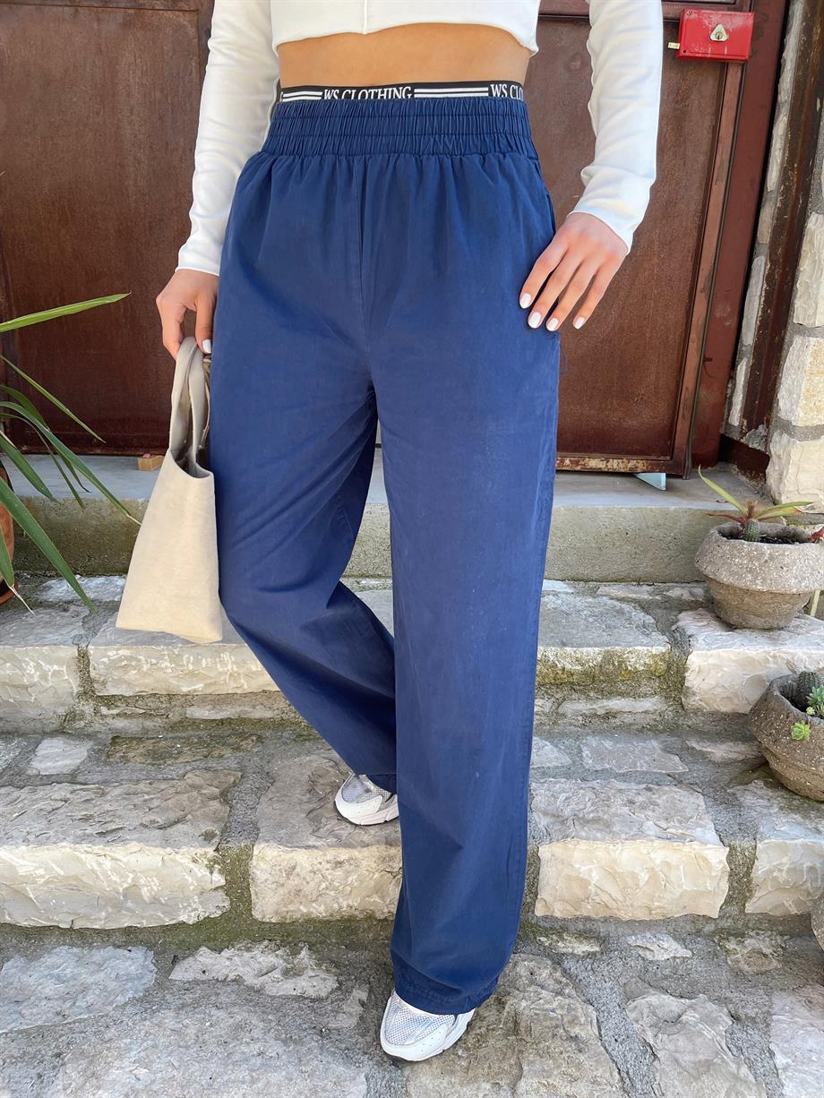 Lacivert Kemer Detaylı Pantolon