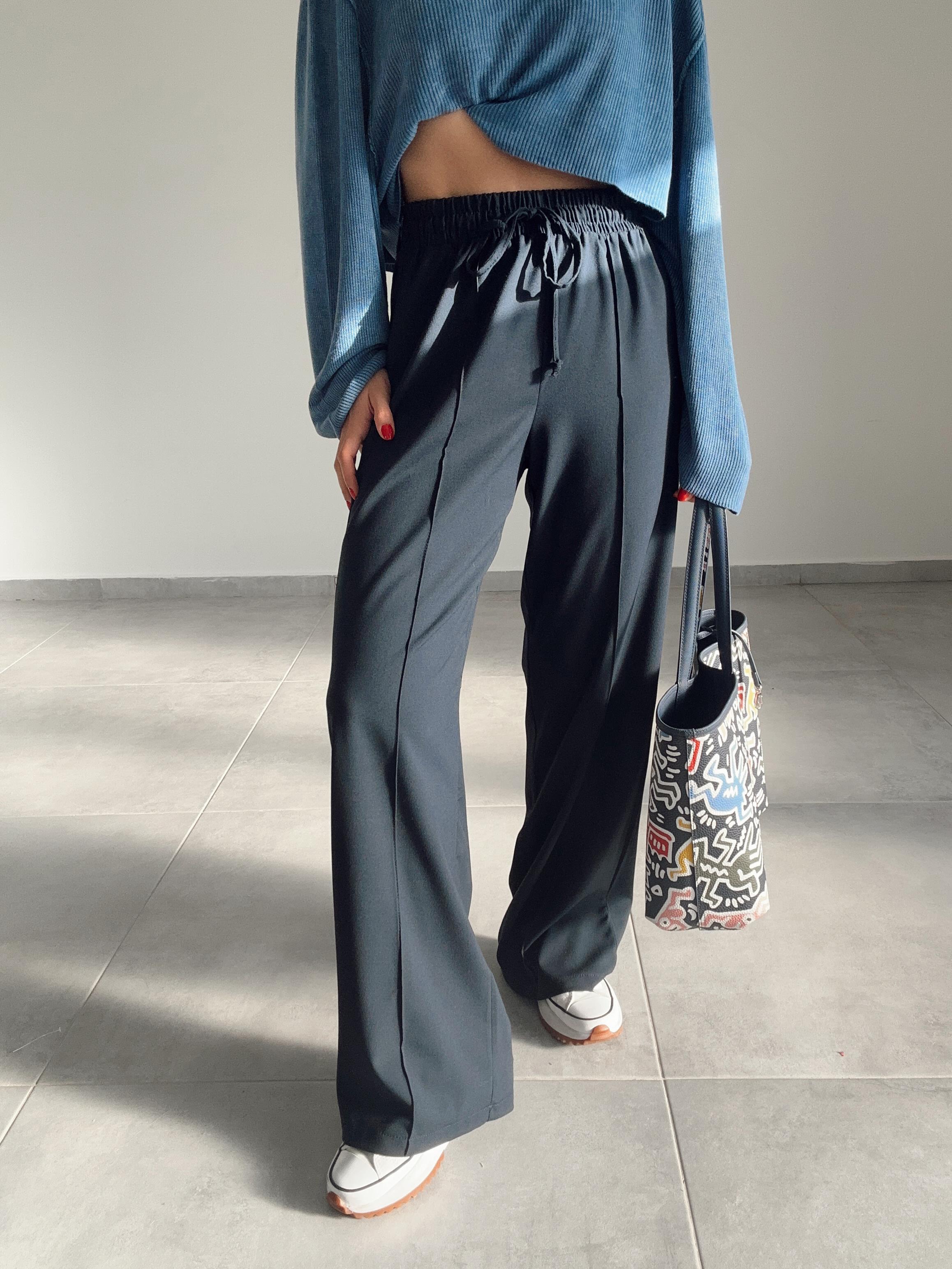 Lacivert Poliviskon Pantolon