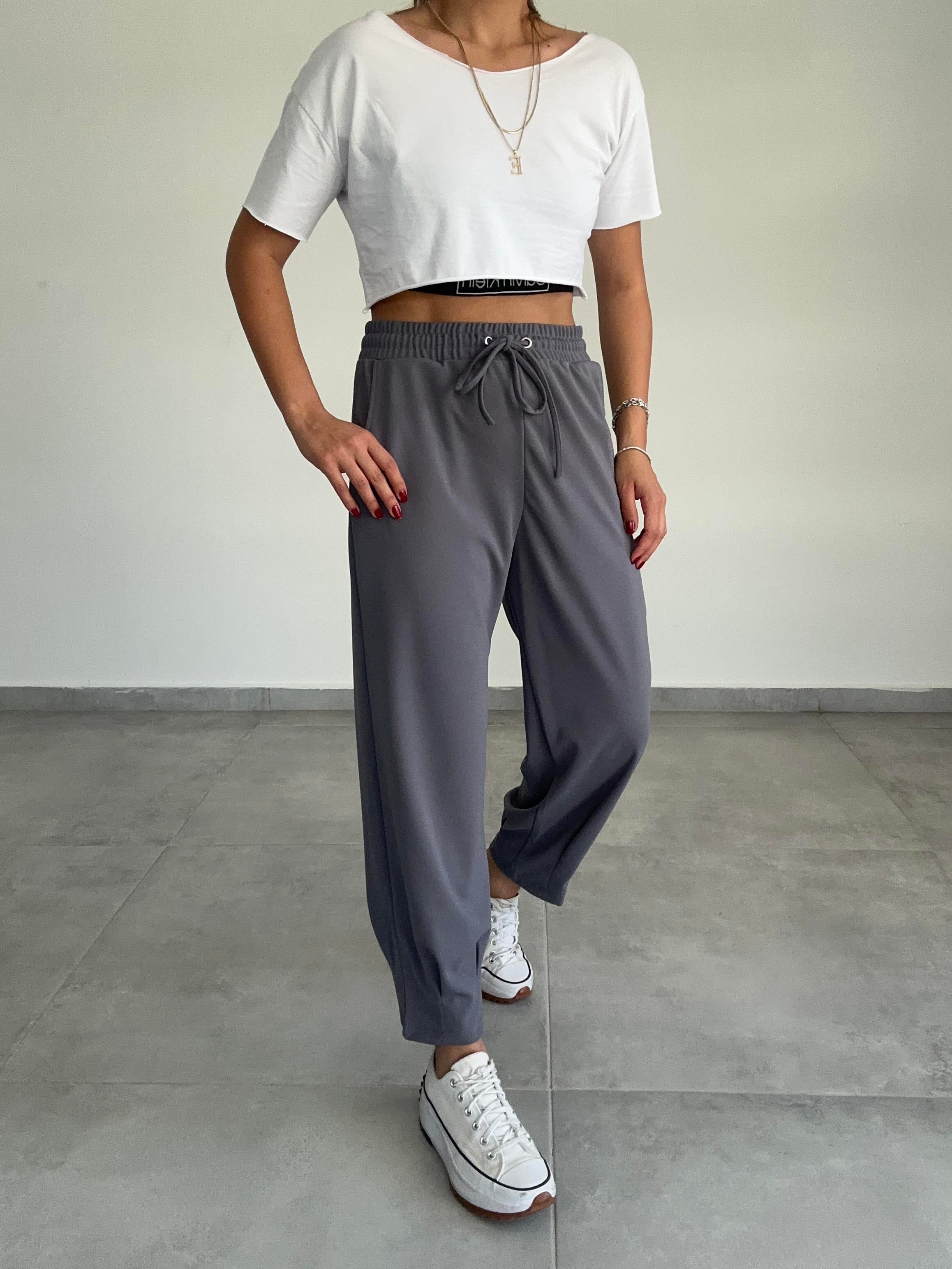 Lena Antrasit Paça Pileli Pantolon