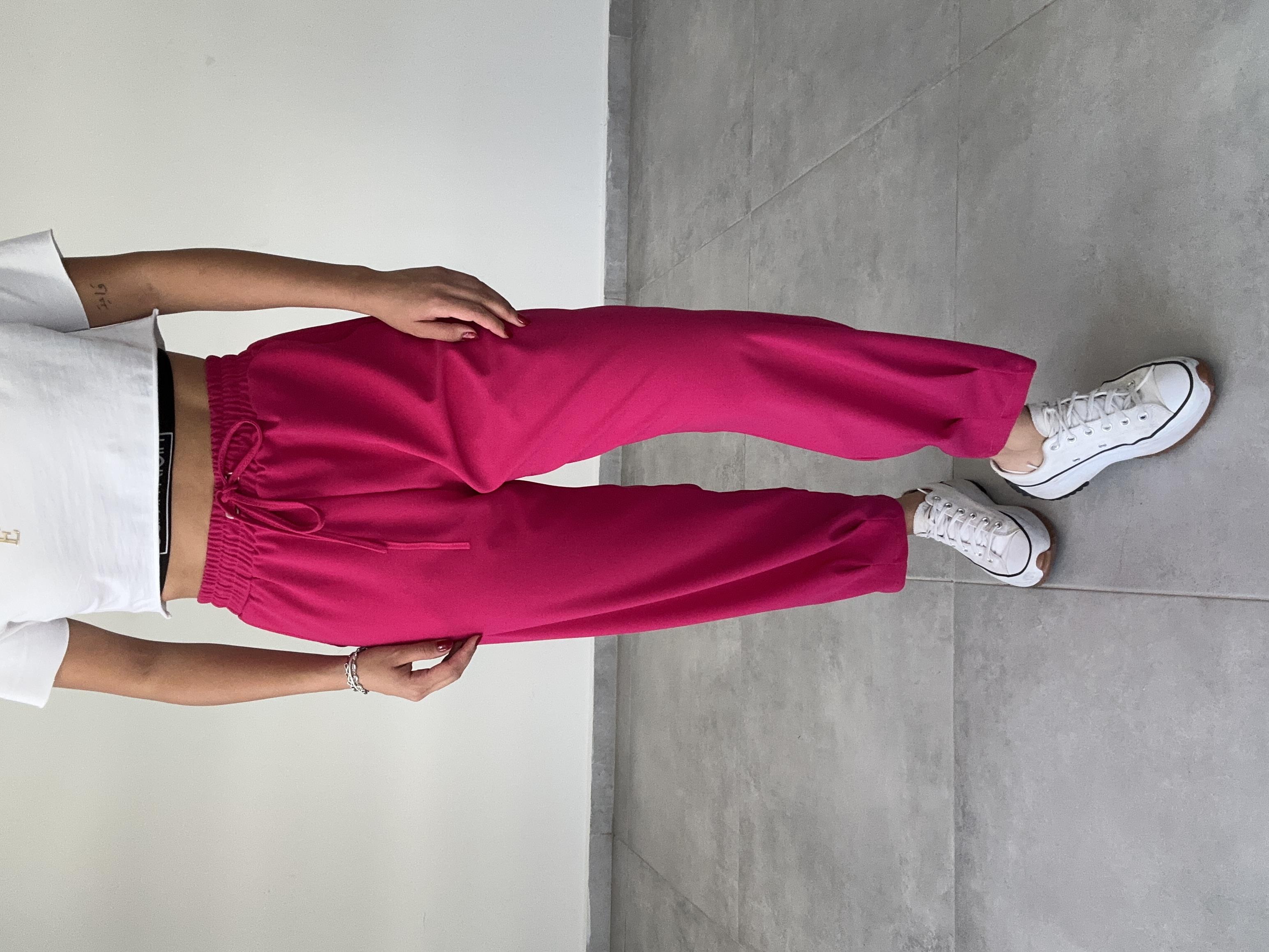 Lena Fuşya Paça Pileli Pantolon