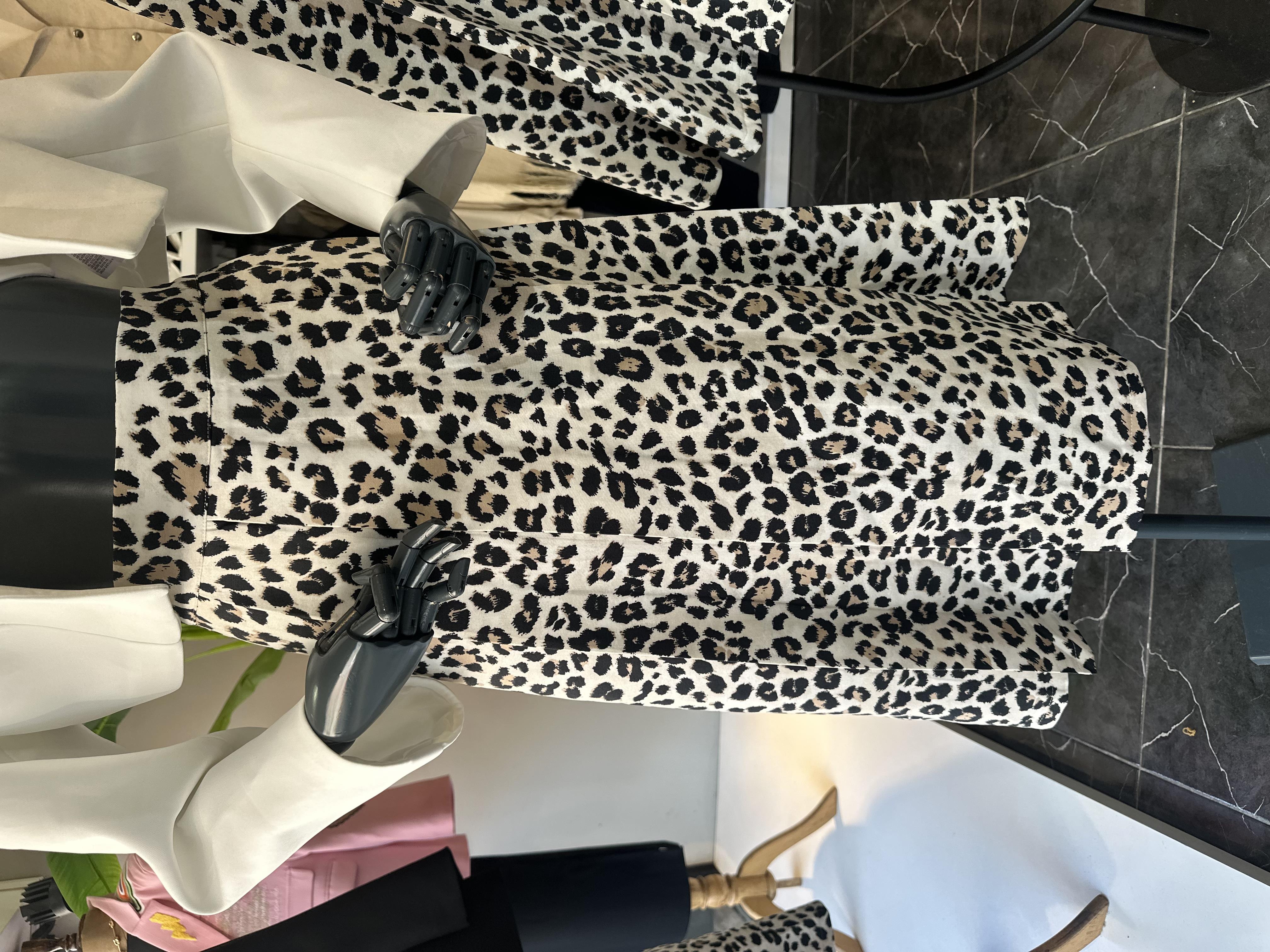 Leopar Desen Midi Boy Pileli Etek