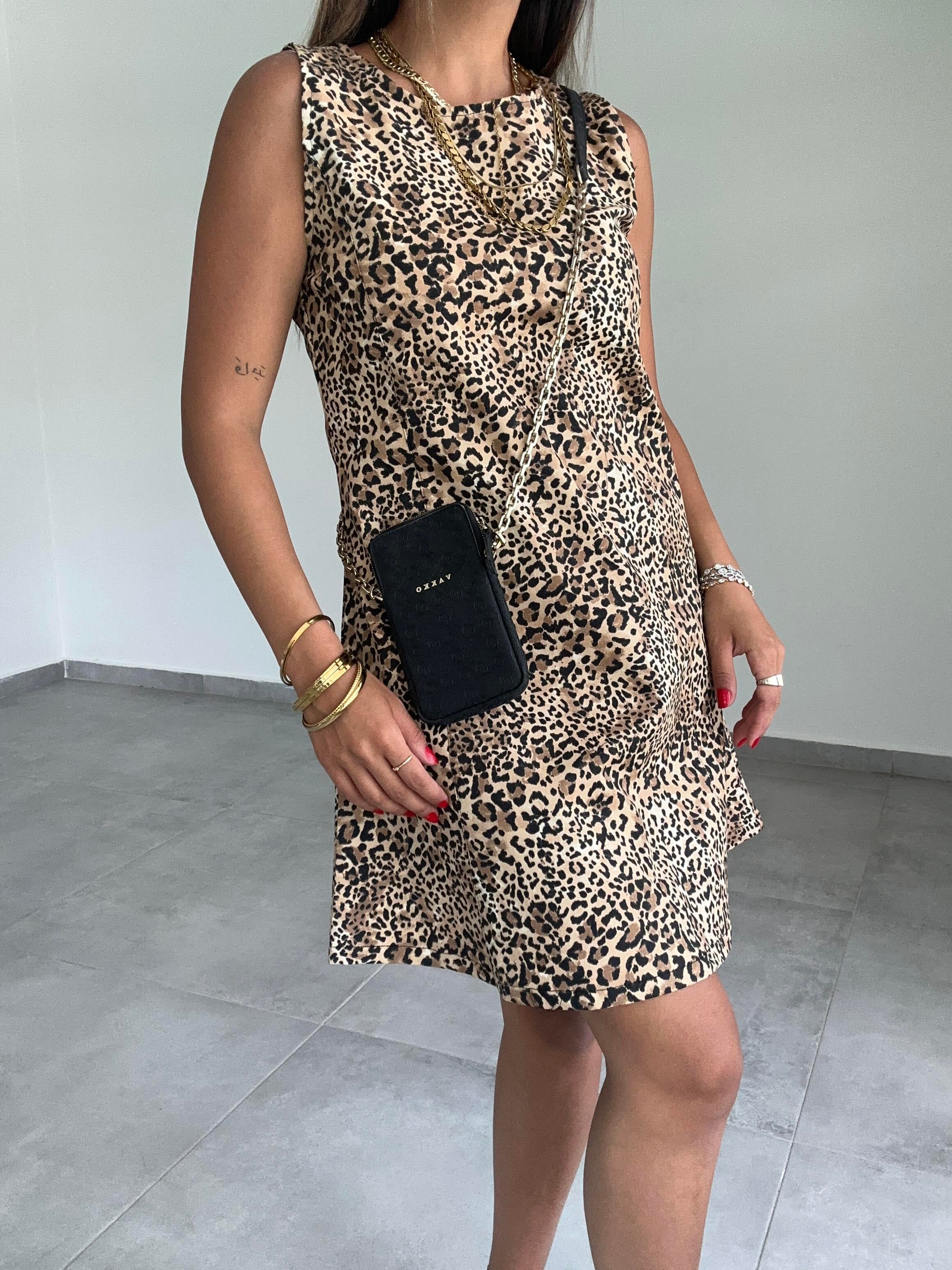 Leopar Desenli Elbise