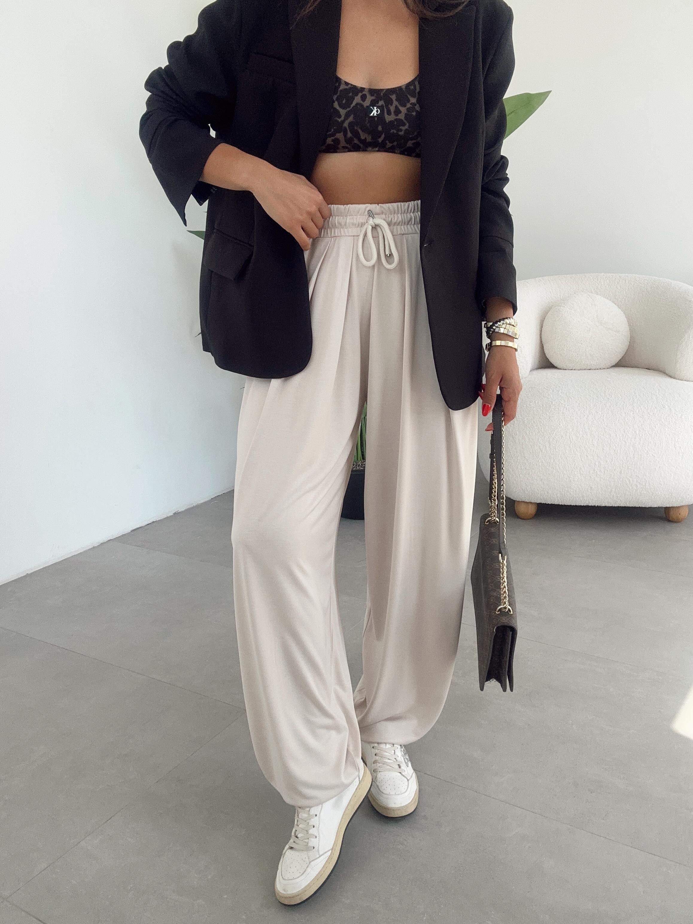 Liya Bej Modal Kumaş Tasarım Şalvar