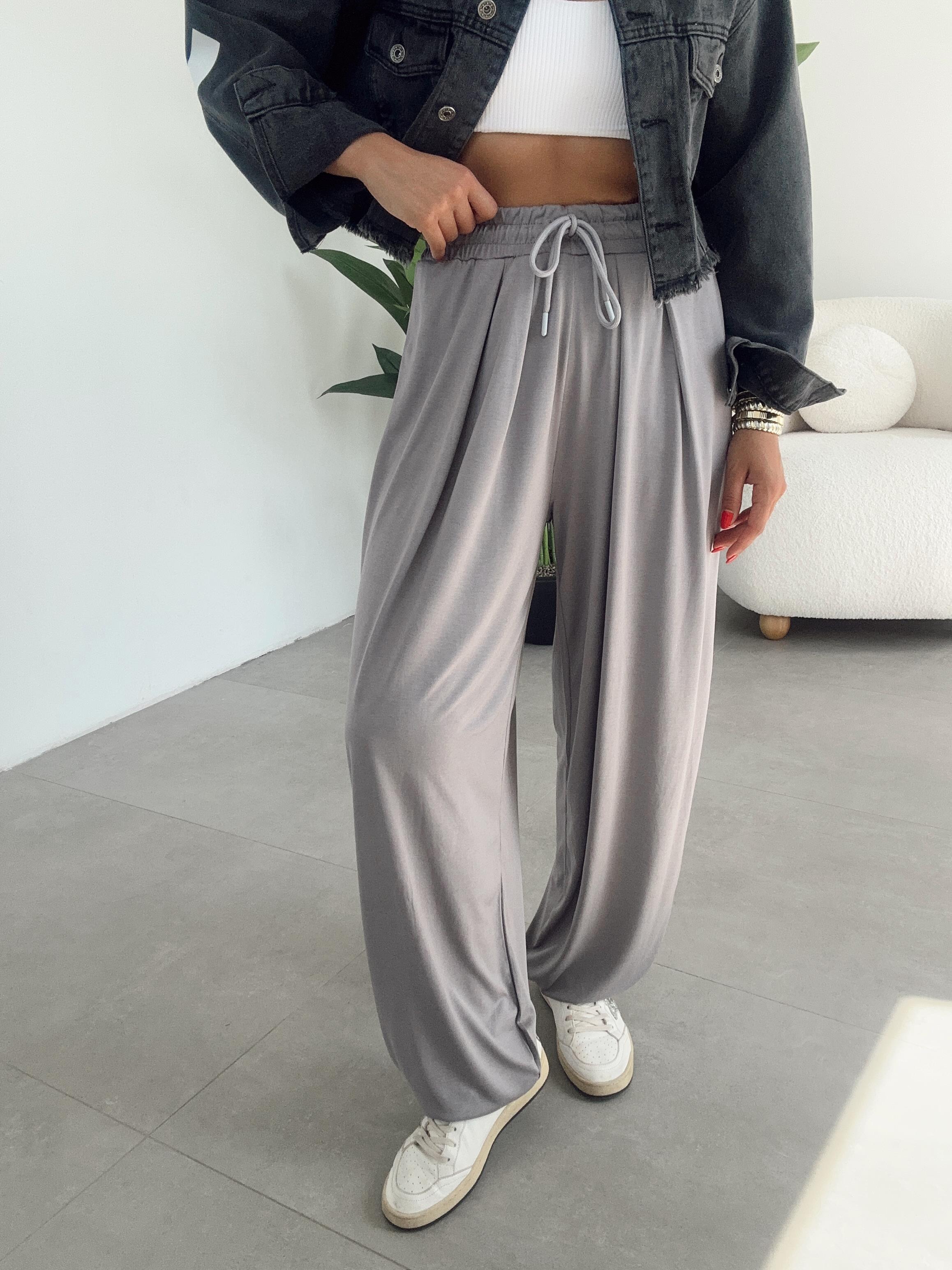 Liya Gri Modal Kumaş Tasarım Şalvar