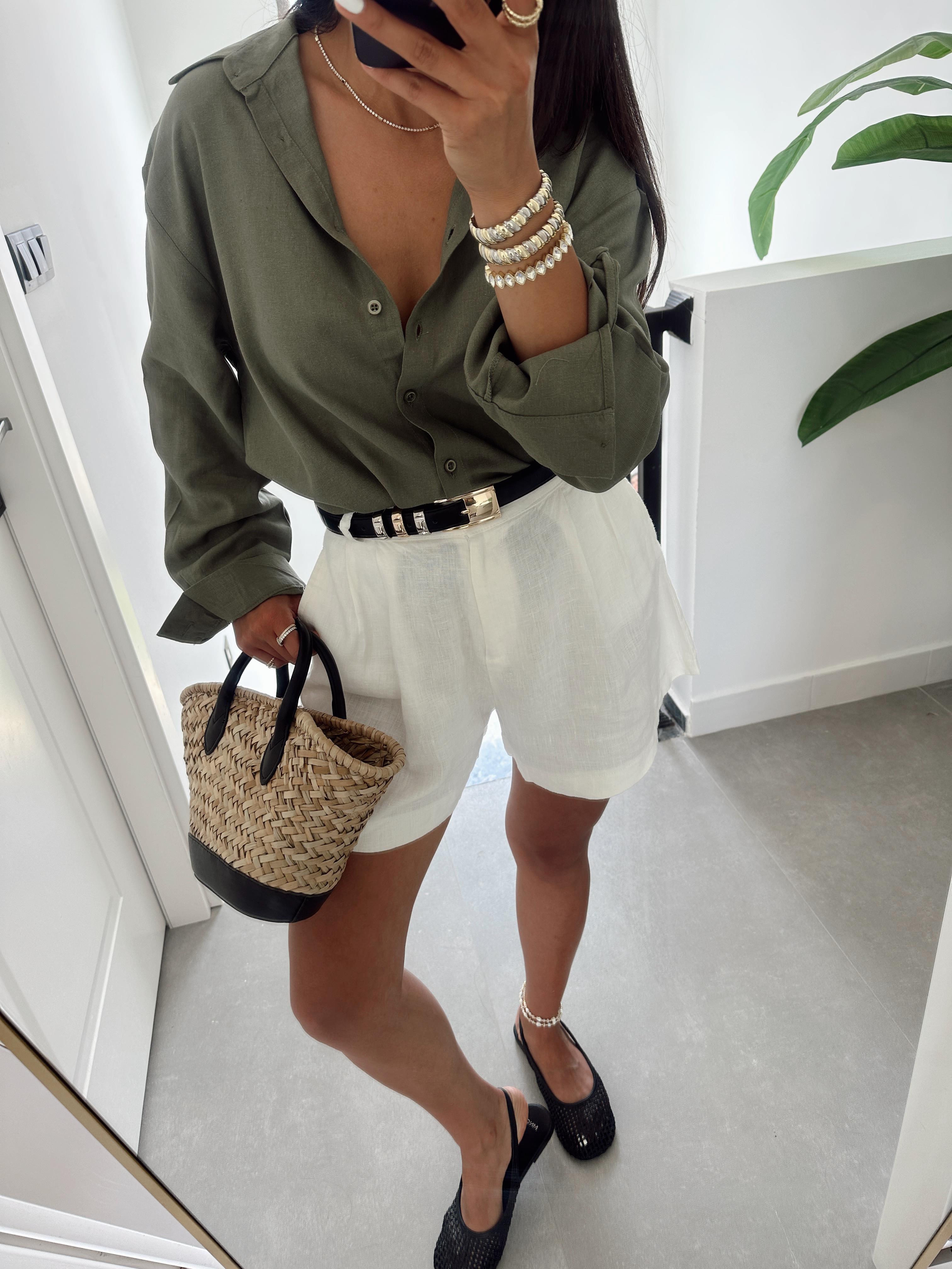 M-D Haki Keten Gömlek