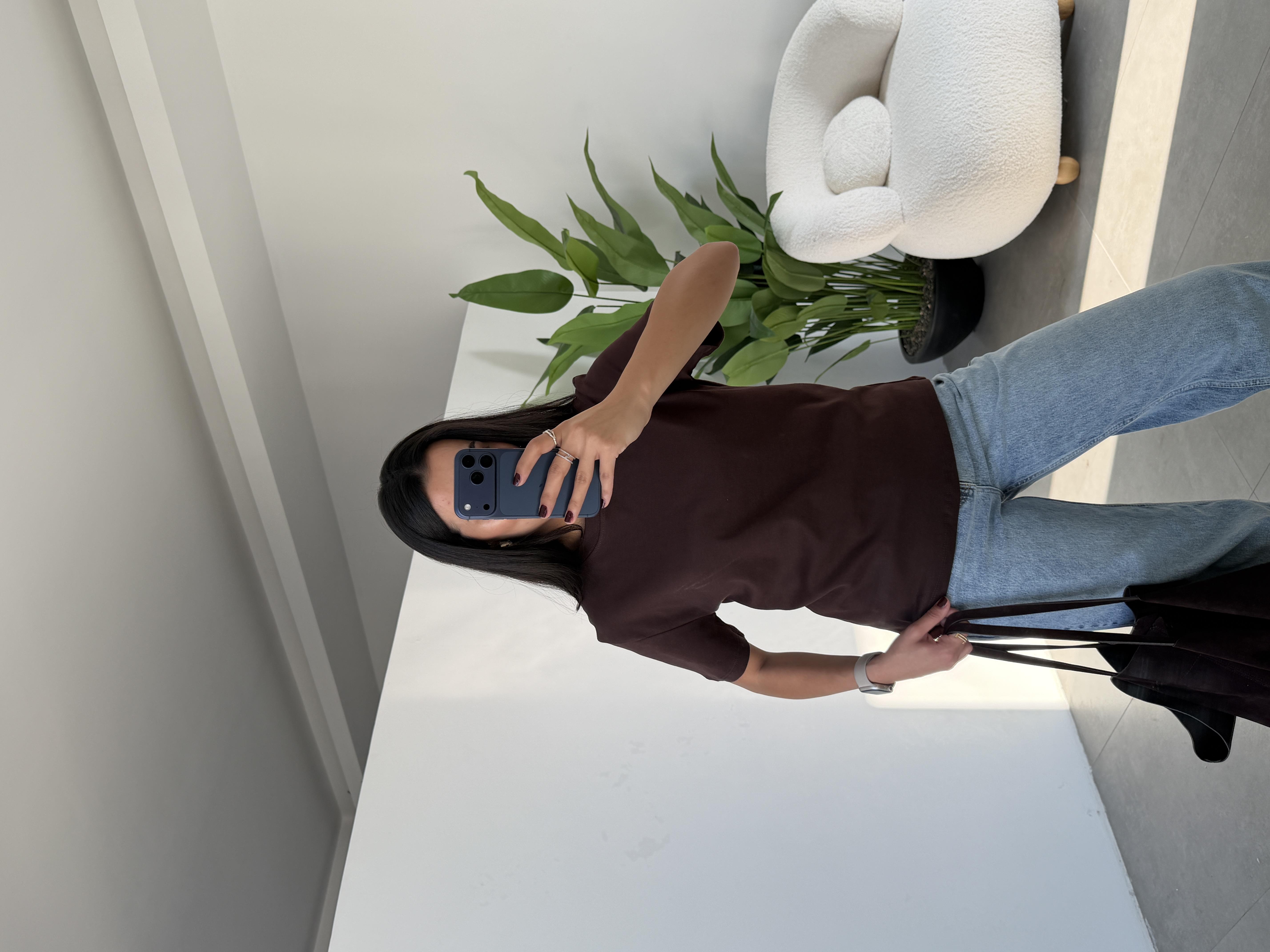 M-D Kahve Bisiklet Yaka Tshirt