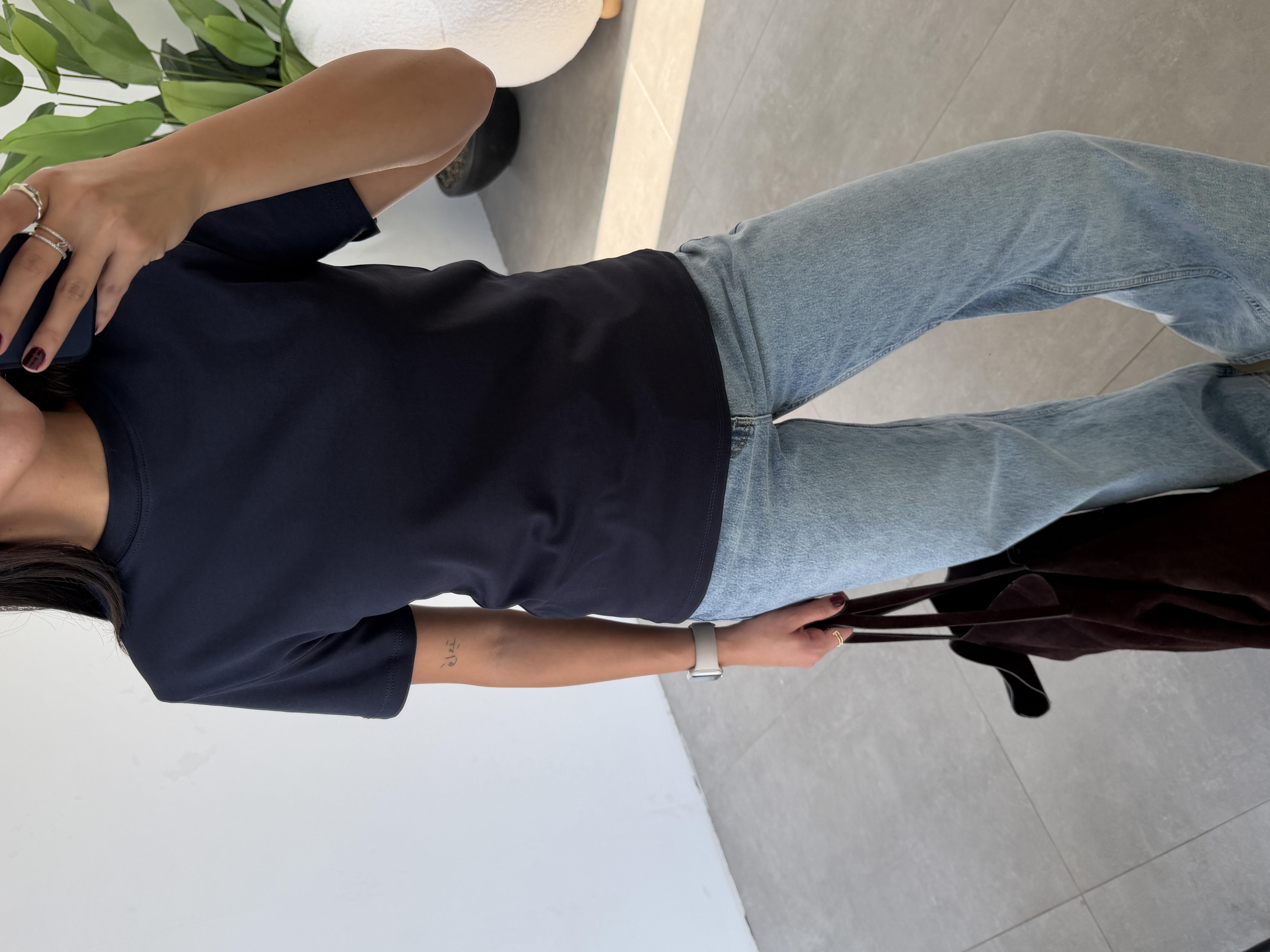 M-D Lacivert Bisiklet Yaka Tshirt