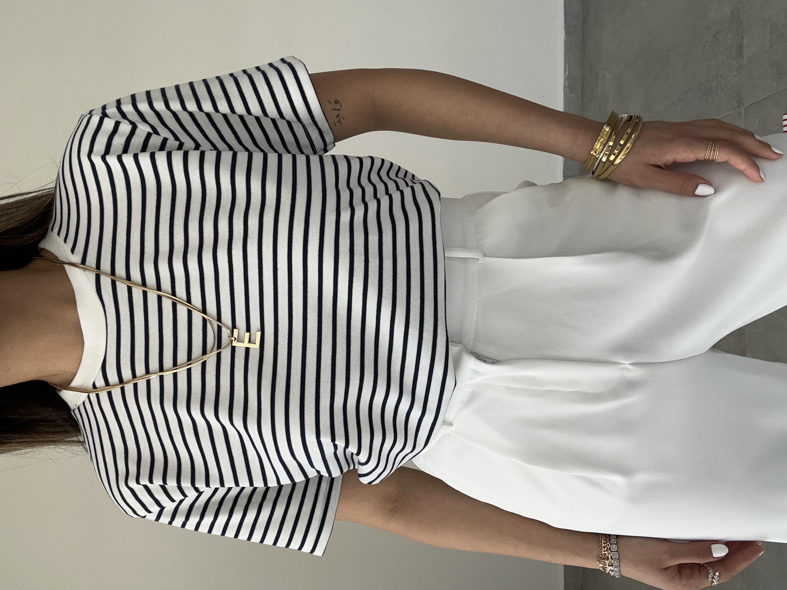 M-D Lacivert Çizgili Tişört