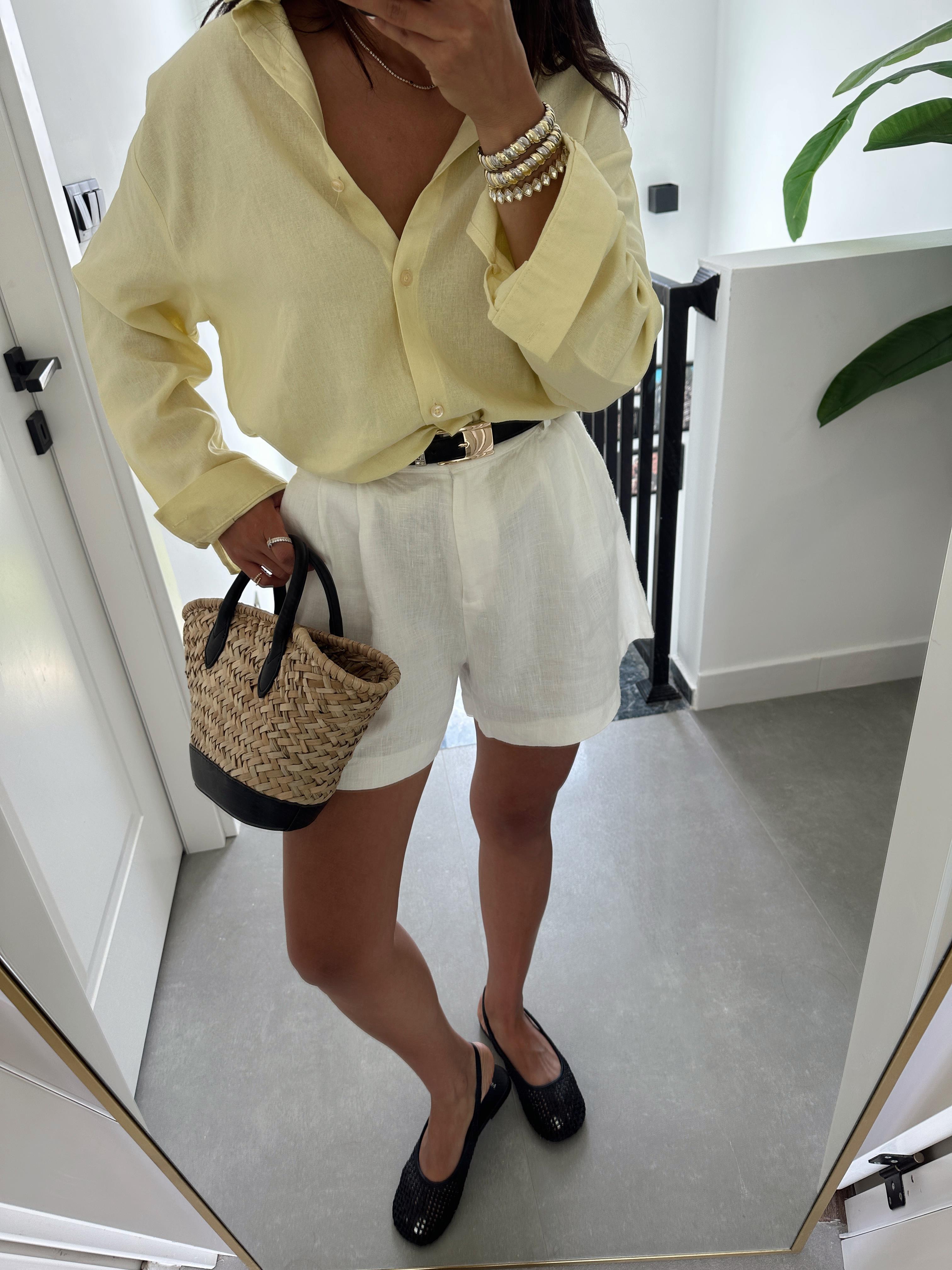 M-D Sarı Keten Gömlek