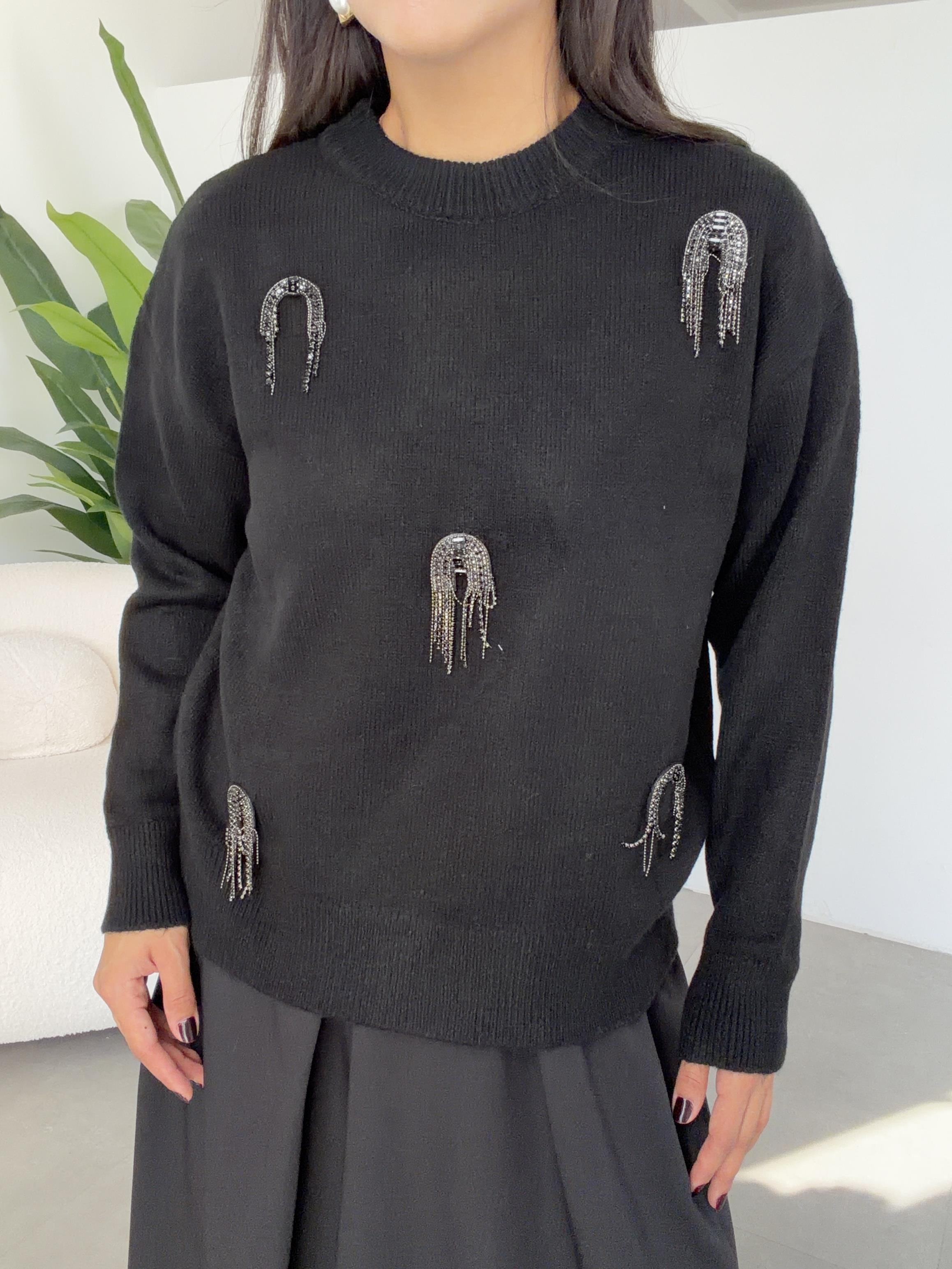 M-D Siyah Tasarım Kazak