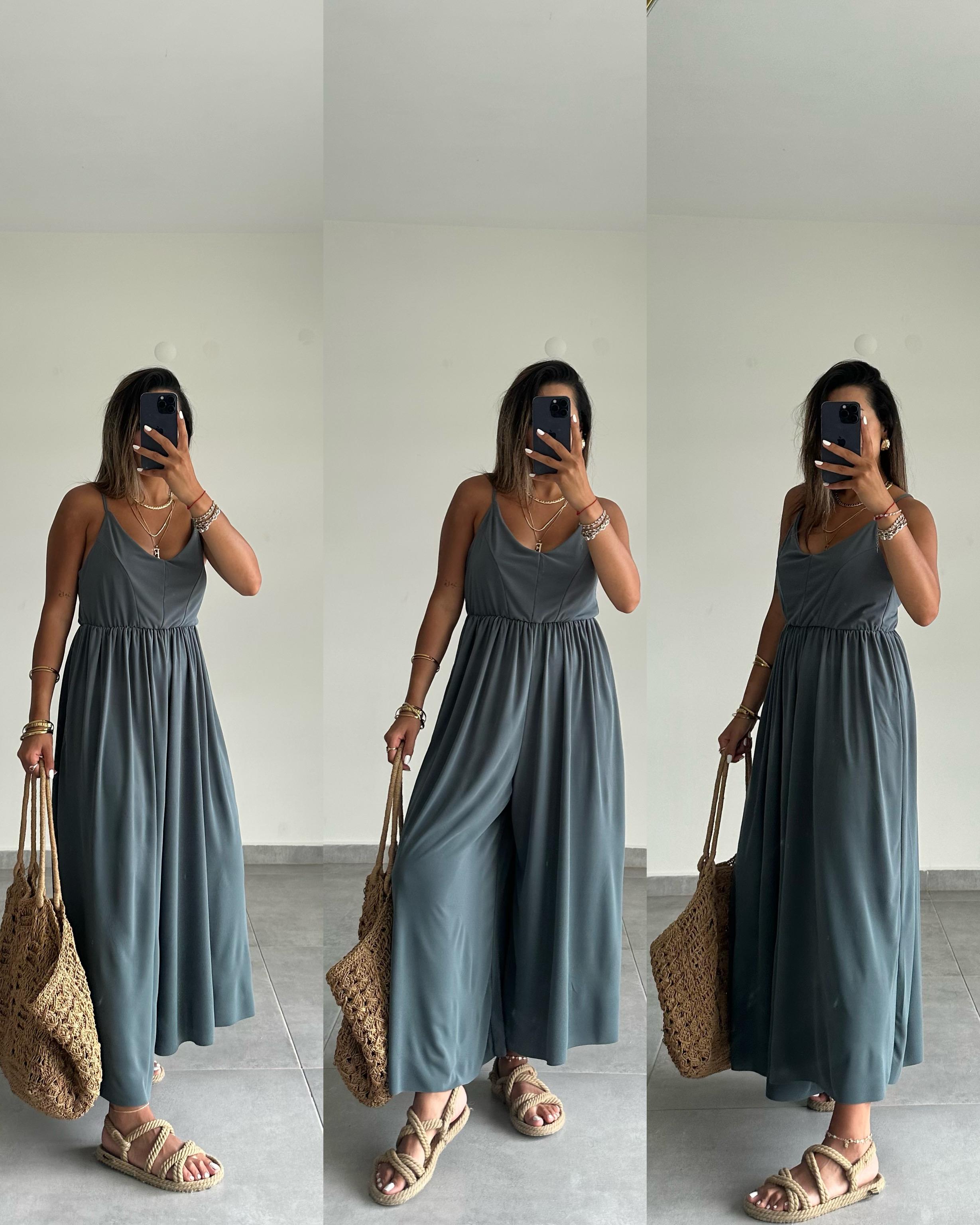 Maria Haki Çapraz Askılı Tulum