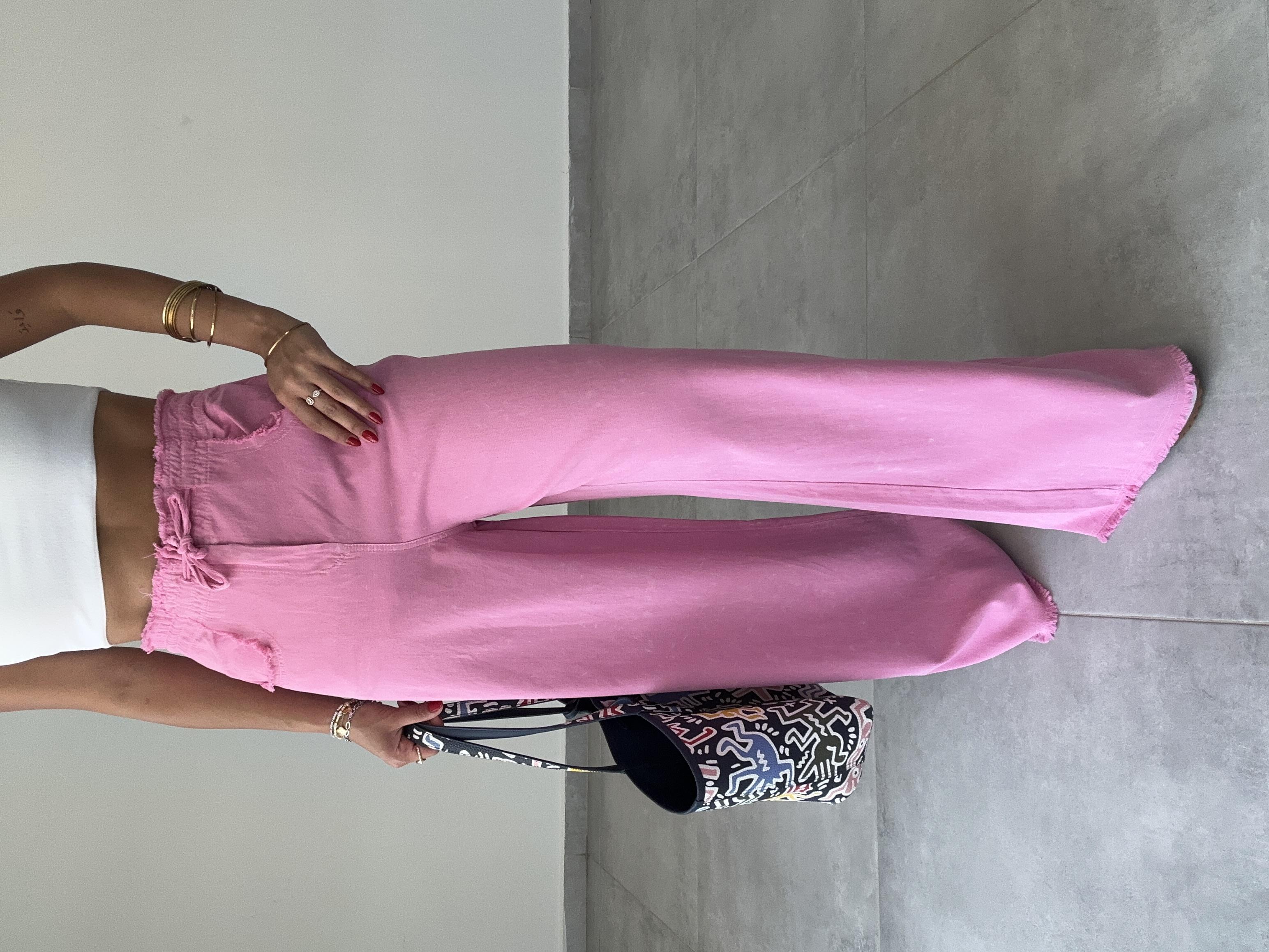 Marvin Pembe Yıkamalı Gabardin Bol Paça Pantolon