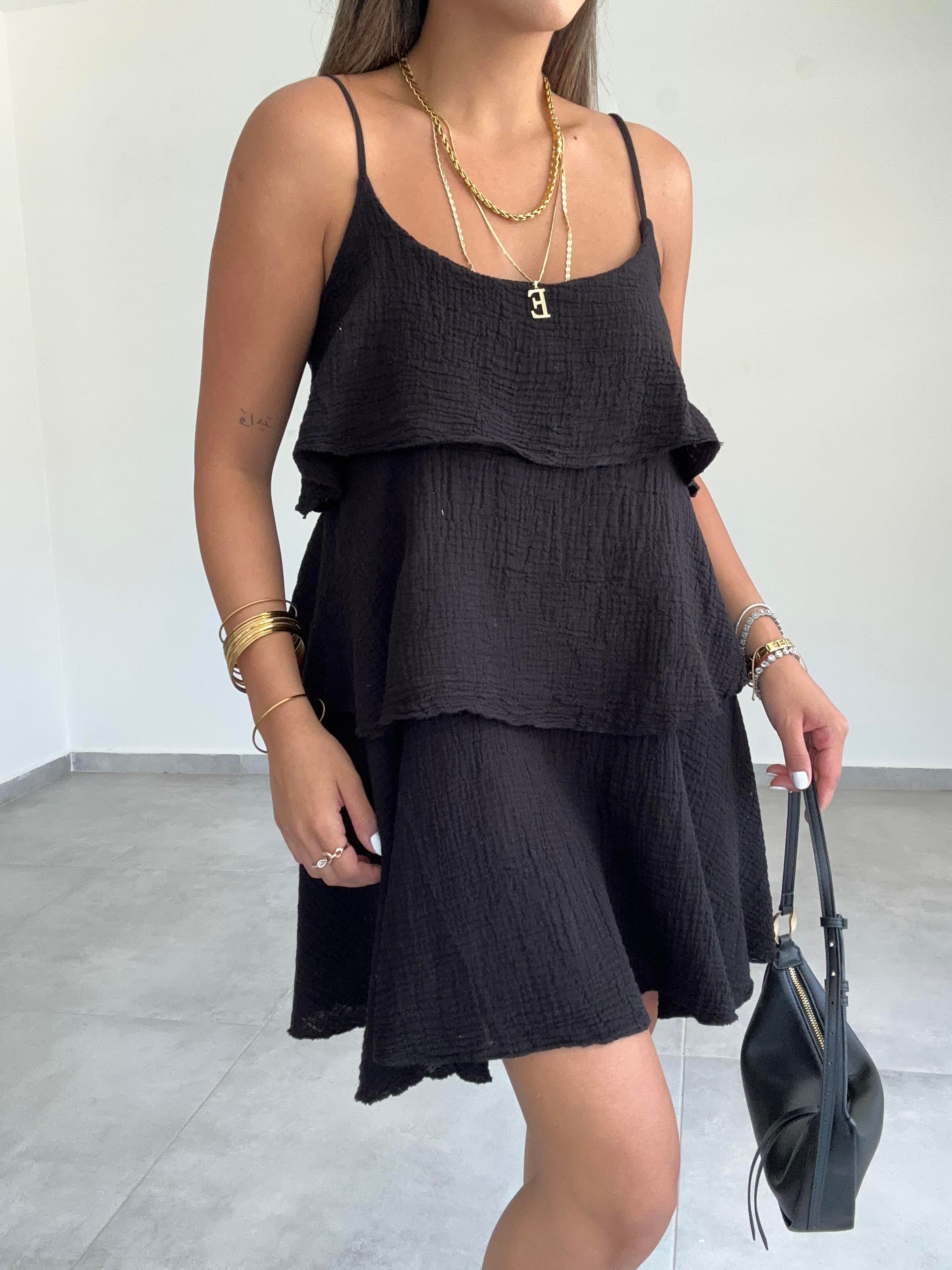 Meis Siyah Müslin Elbise