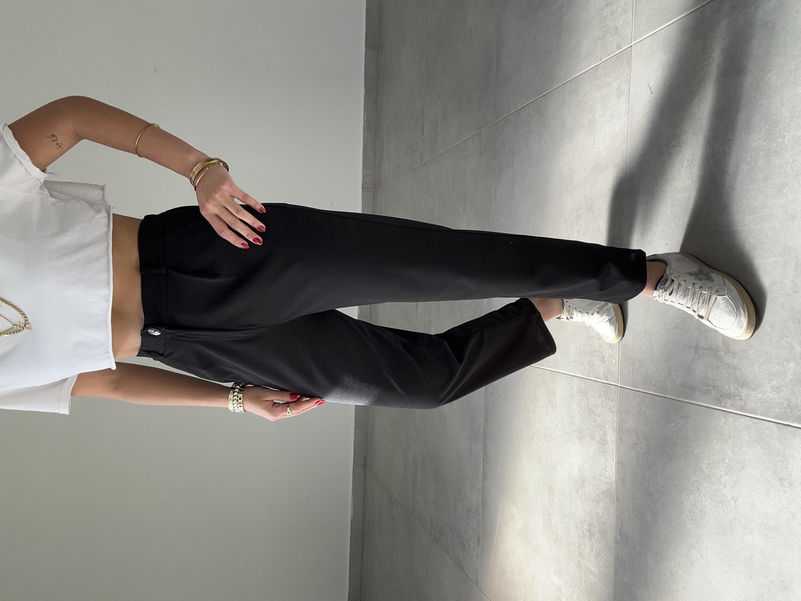 Meri Siyah Arka Bel Lastikli Likralı Pantolon