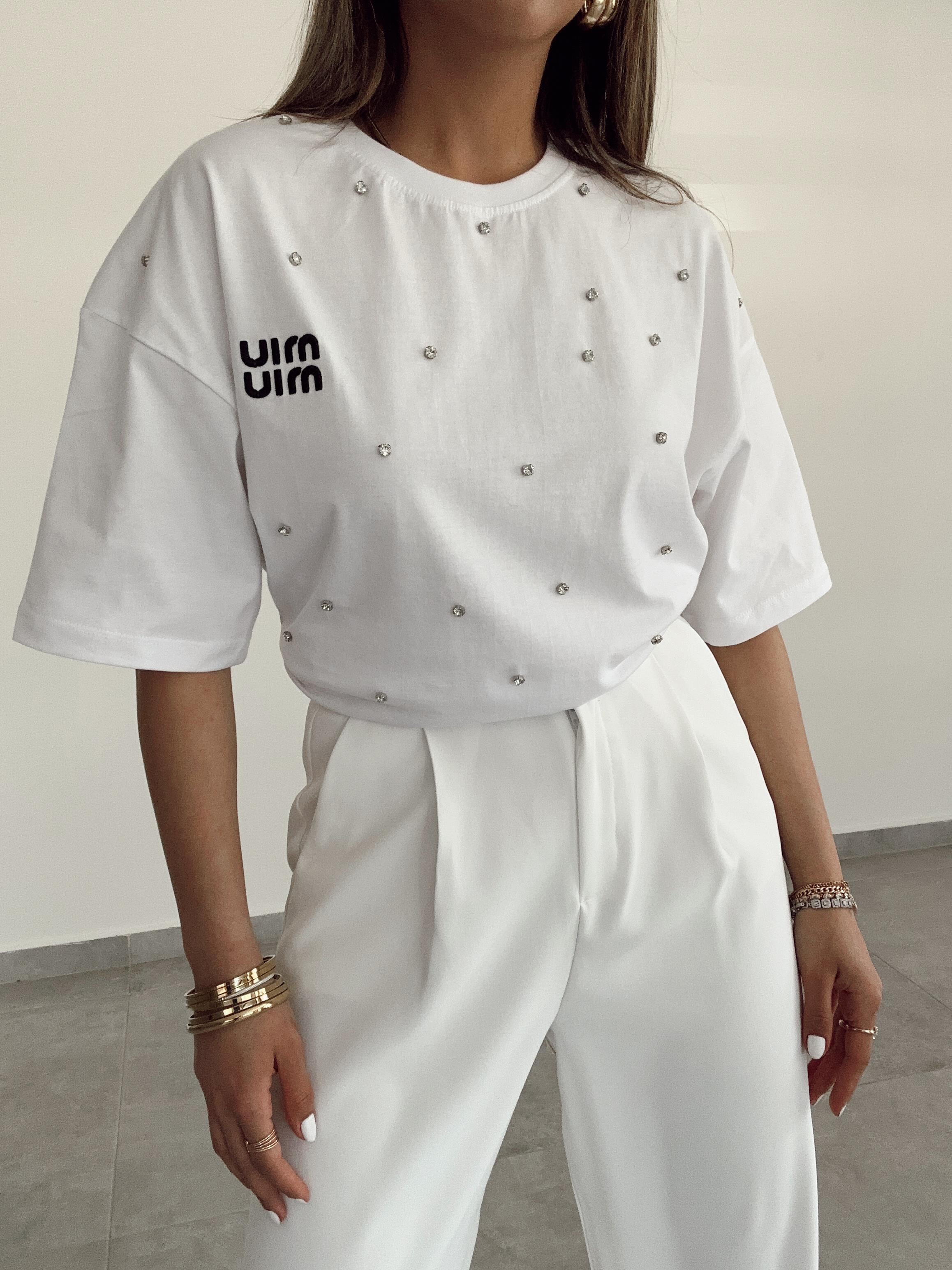 Mi Taşlı İşlemeli Tişört