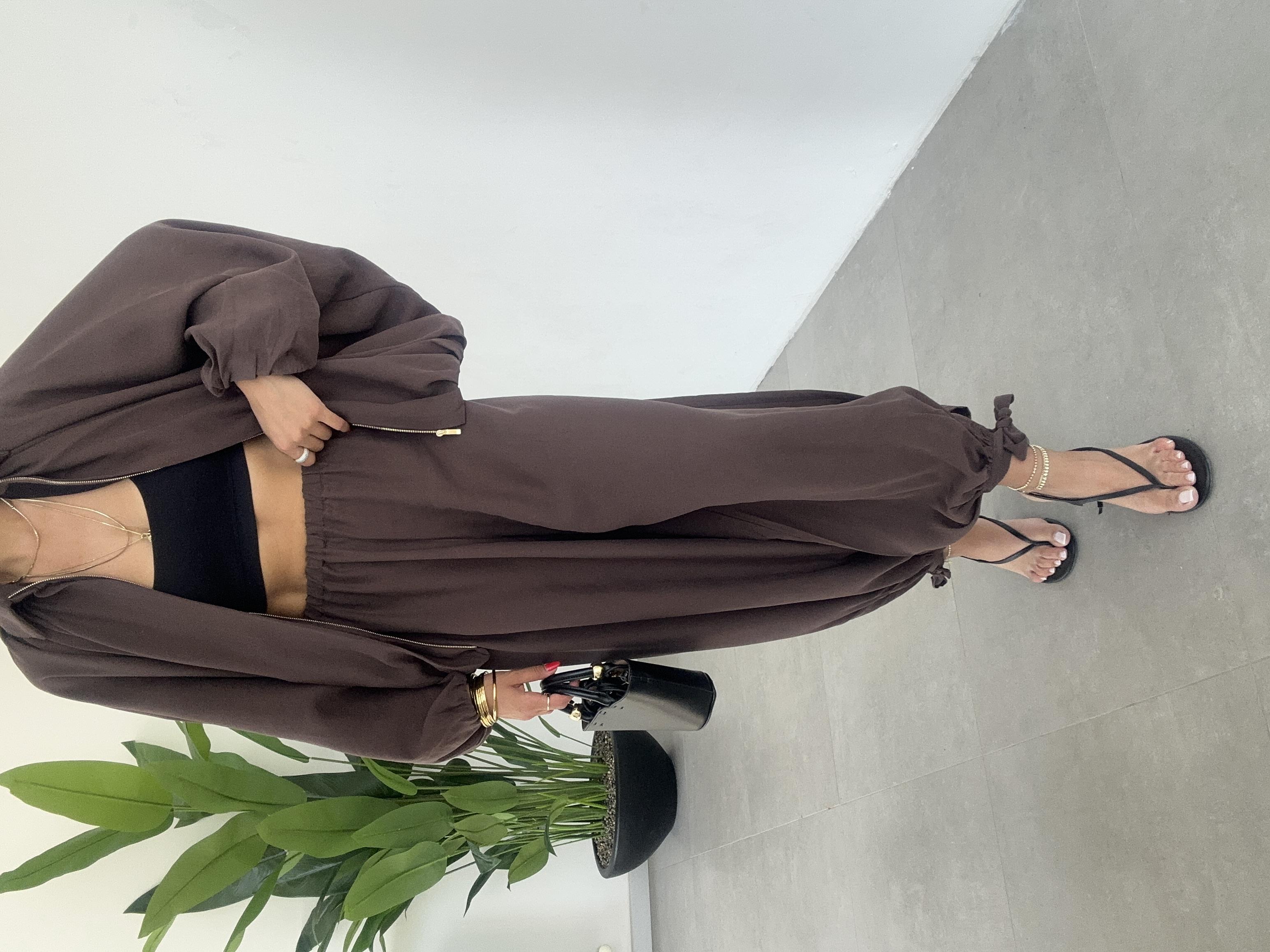 Miya Kahve Bağcıklı Paça Şalvar