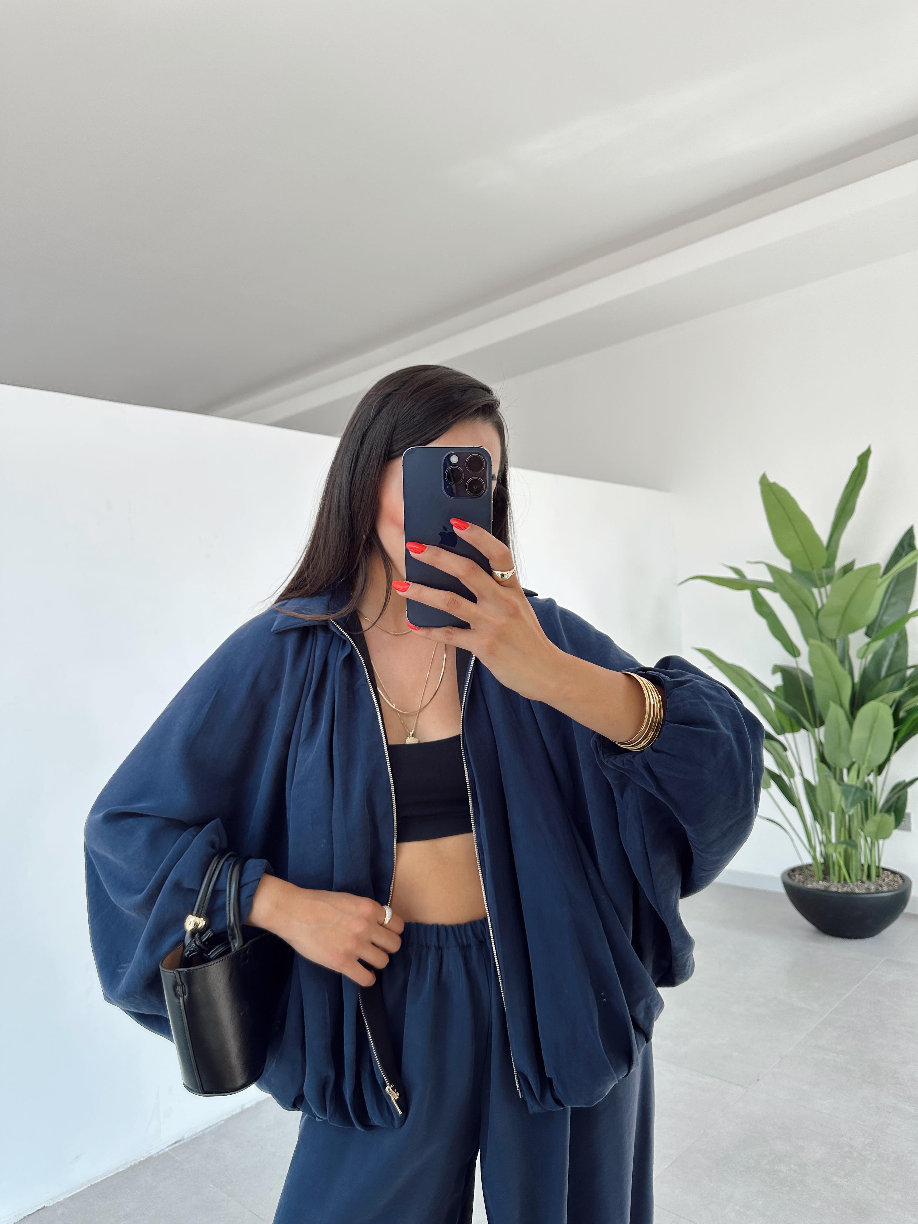 Miya Lacivert Fermuarlı Ceket