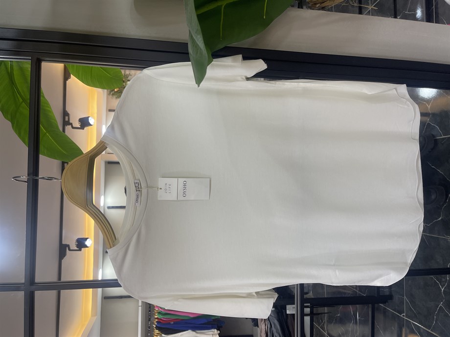 Modal Kumaş Ekru Bisiklet Yaka Tshirt