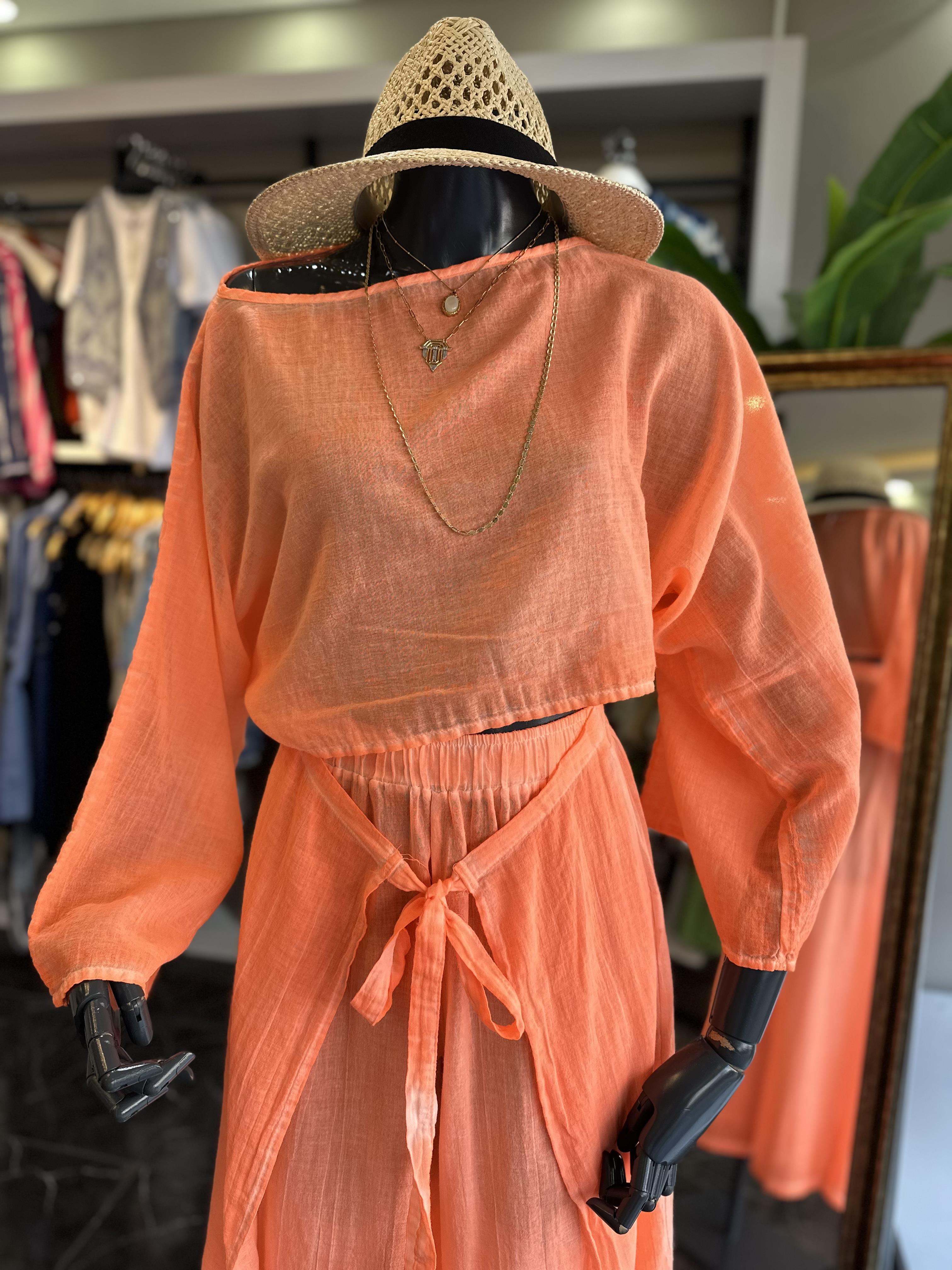 Neon Turuncu Datça Bluz