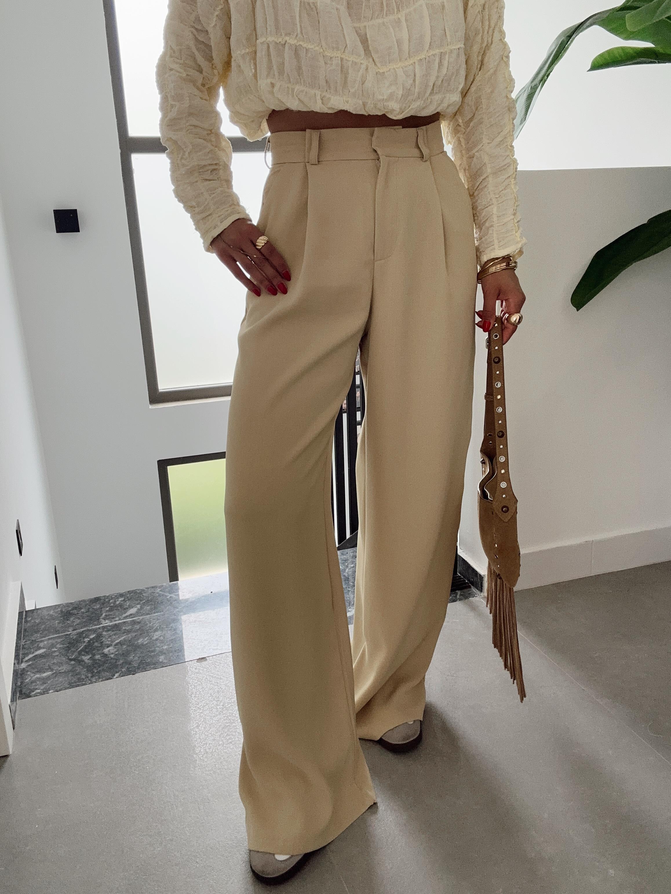 Olive Yüksek Bel Premium  Palazzo Pantolon