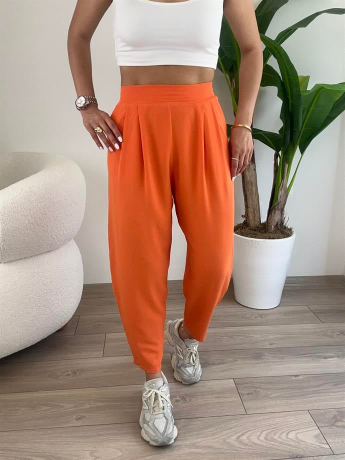 Orange Bombeli Yandan Fermuarlı Pantolon