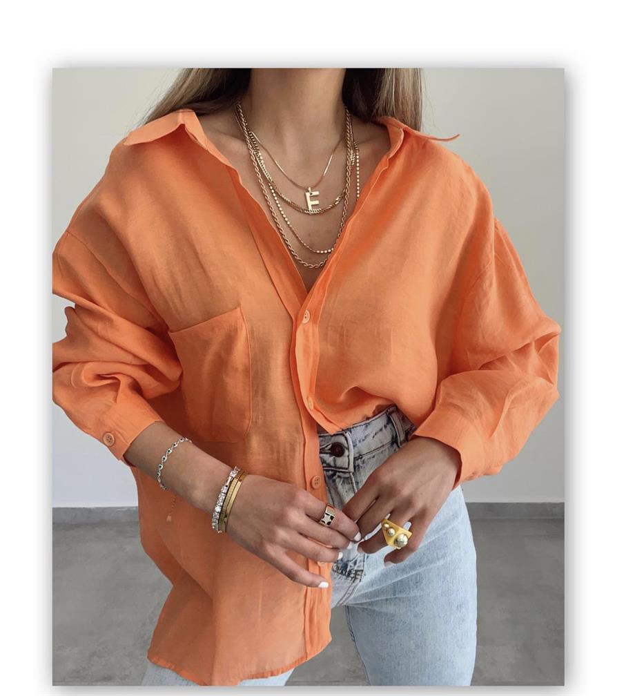 Orange Düşük Omuz Gömlek