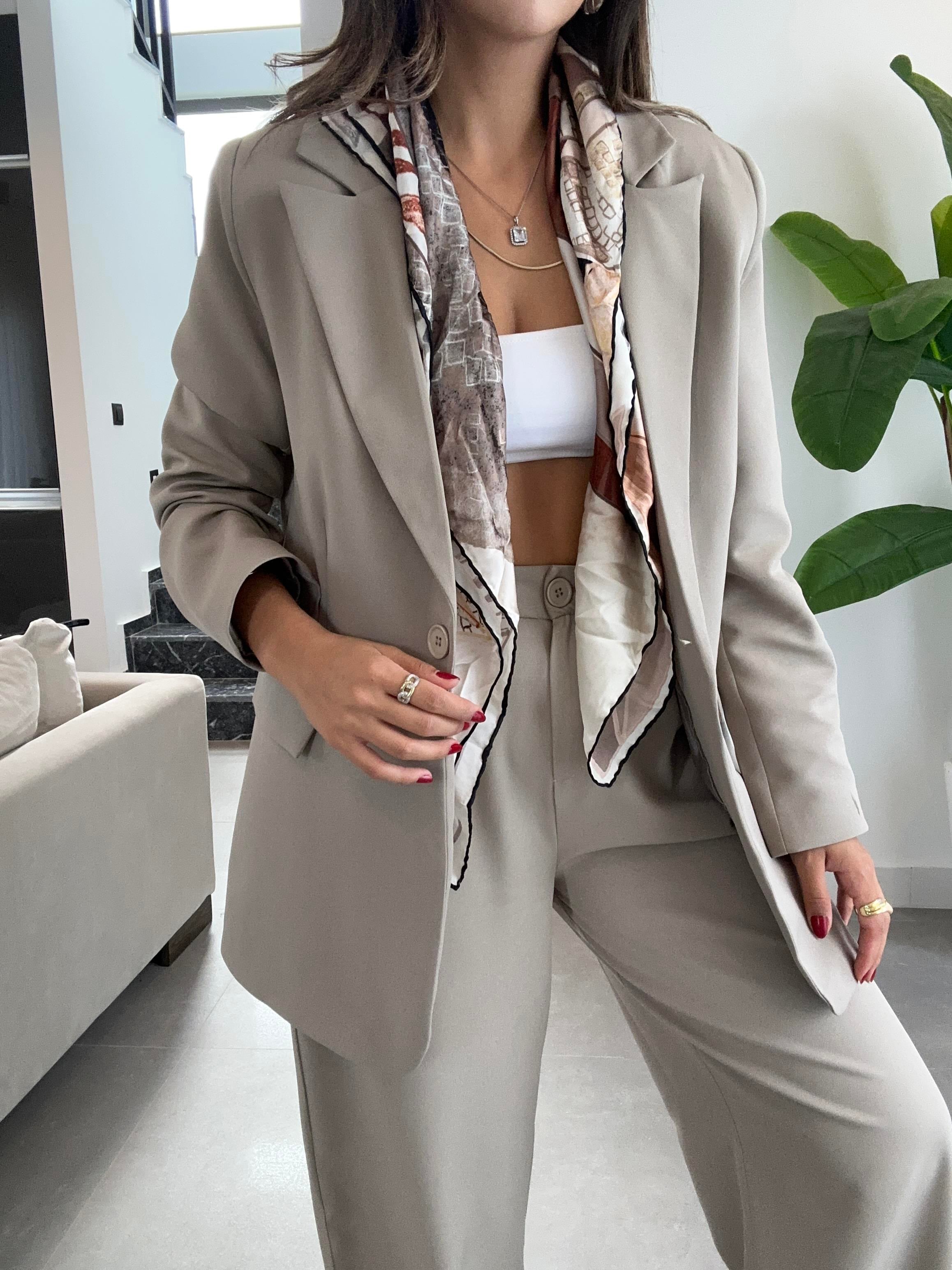 Oversize Haki Tek Düğmeli Ceket